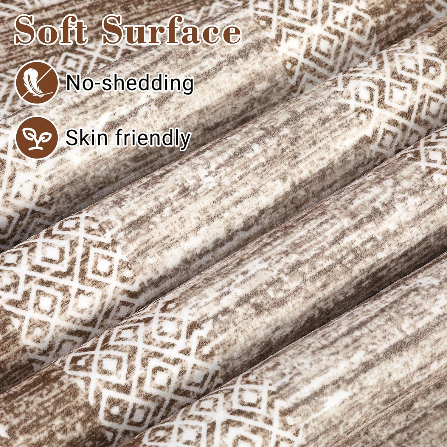 Detalle de GarveeHome 2x6 Modern Bordered Runner Rug (Soft Non-Slip, Washable) in Brown