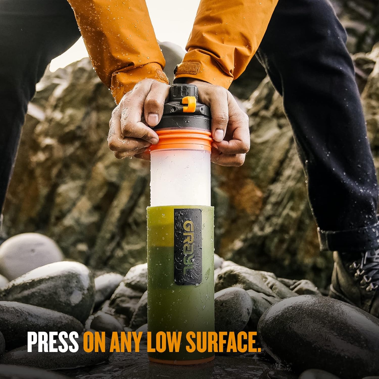 Detalle 2 de GRAYL GeoPress 24 oz Water Purifier Bottle – Oasis Green