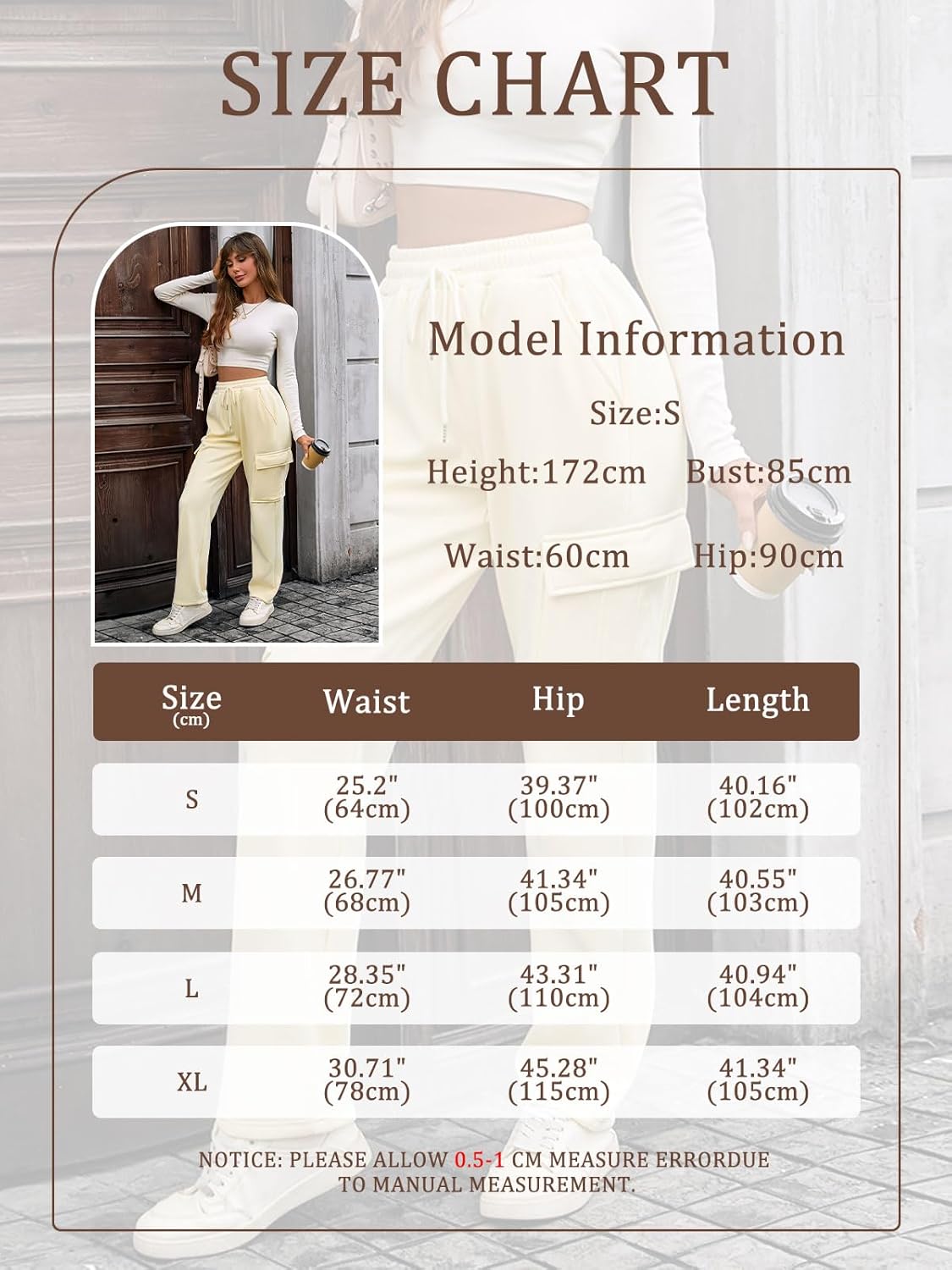 Thumbnail 5 de Kfnire Damen Thermohose Winter mit Cargotaschen, elastischer High-Waist und dünnem Fleecefutter