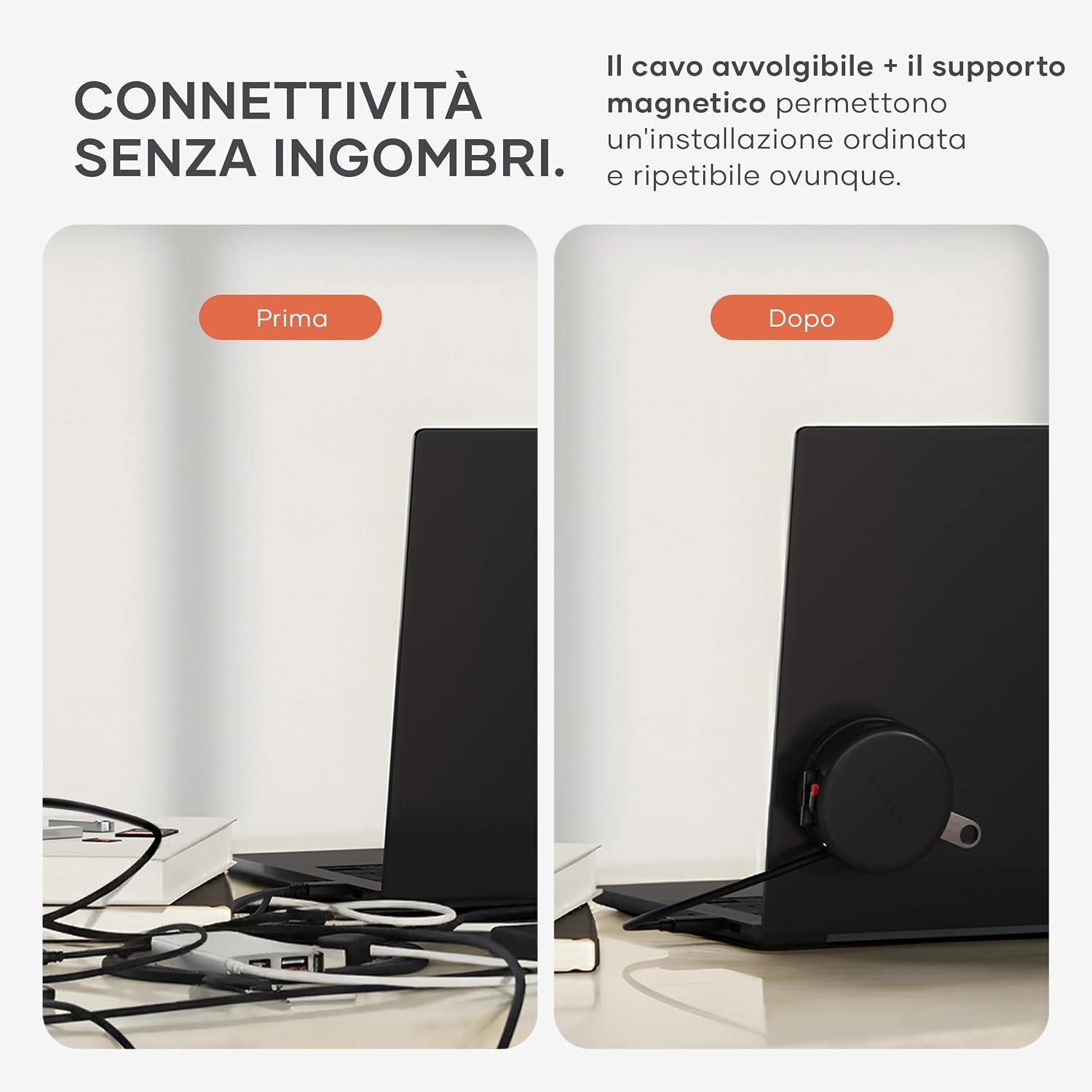 Detalle de SATECHI OntheGo Hub USB-C Magnetico 7 in 1 with Cable Avvolgibile – Nero