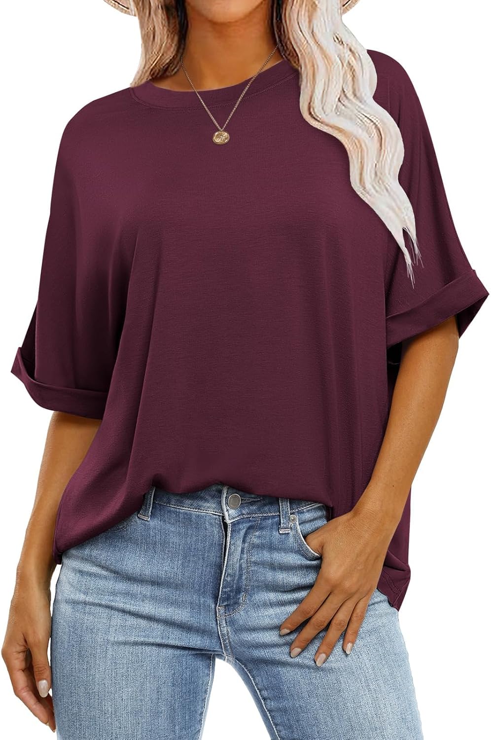 Thumbnail 6 de Cuptacc Oversize T-Shirt Damen mit Rundhalsausschnitt – Kurzarm Tunika für Sommer & Alltag
