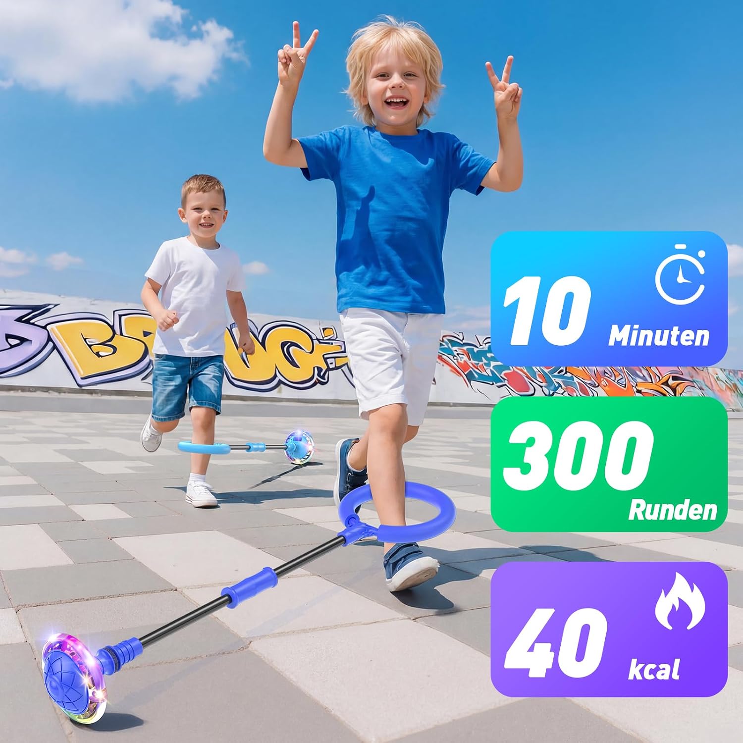 Detalle 2 de Springring Fußkreisel Kinder Blau mit Zähler
