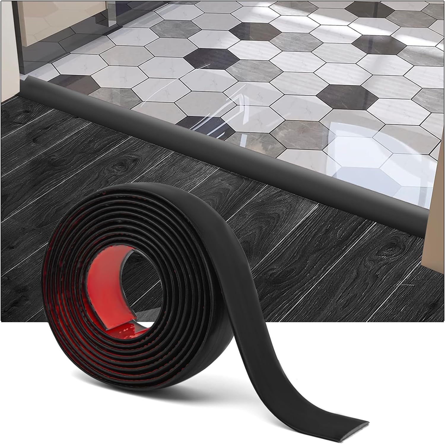 Art3d self-adhesive vinyl floor transition strip (10 ft, 1.57in) for laminate, tiles & carpet edges
