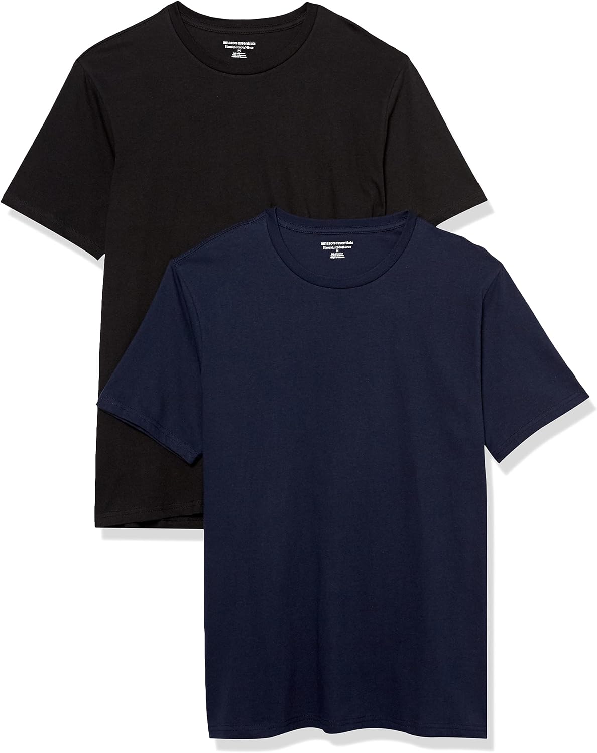 Detalle de Amazon Essentials Herren T‑Shirt mit kurzen Ärmeln und Rundhalsausschnitt in schmaler Passform