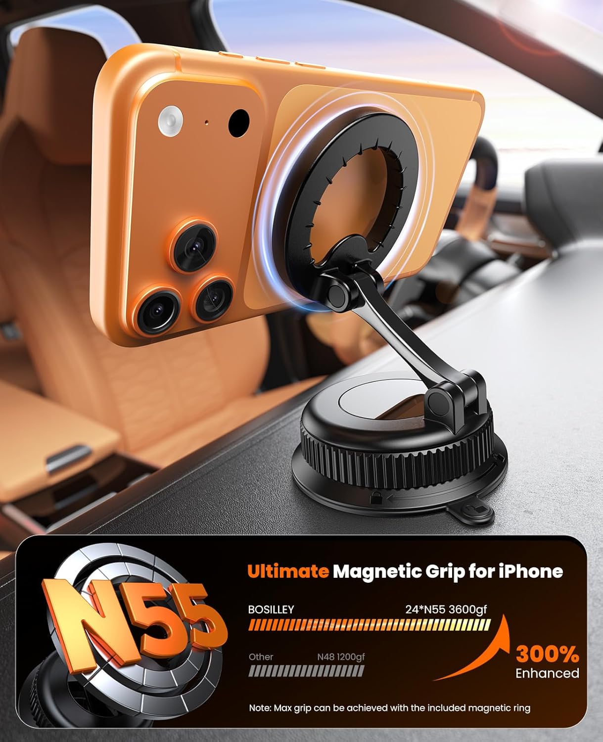 Thumbnail 3 de BOSILLEY Magnetic Car Phone Holder for MagSafe with Reinforced Zinc Alloy Hinge