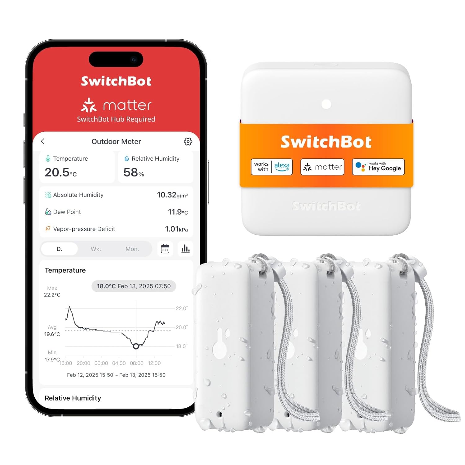 SwitchBot Termometro igrometro WiFi 3 pezzi