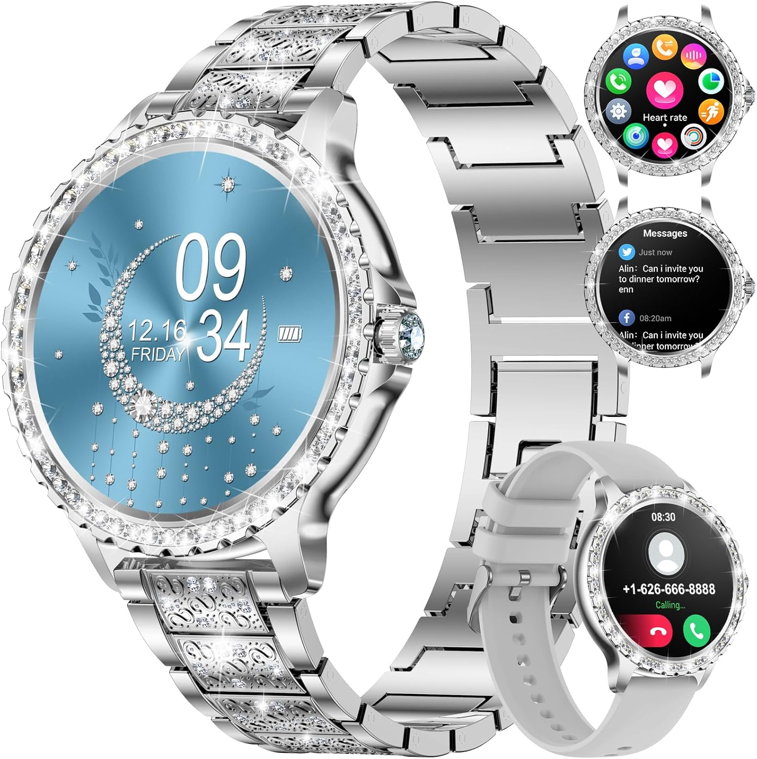 Detalle de LIGE Women's Smart Watch 1.32" HD Diamond Screen with Bluetooth Calls and Heart Rate Monitoring