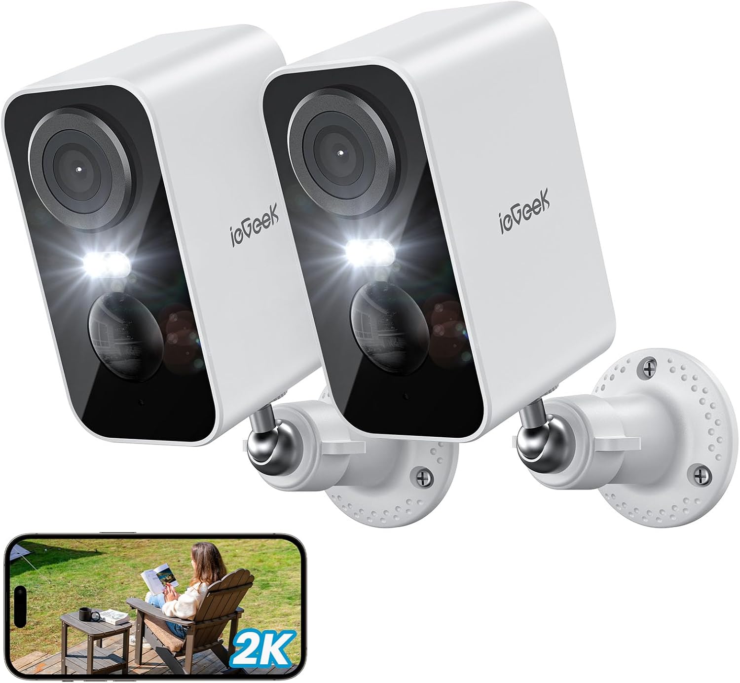 Detalle de ieGeek 2K Telecamera Wi‑Fi senza fili 2 pz per sorveglianza