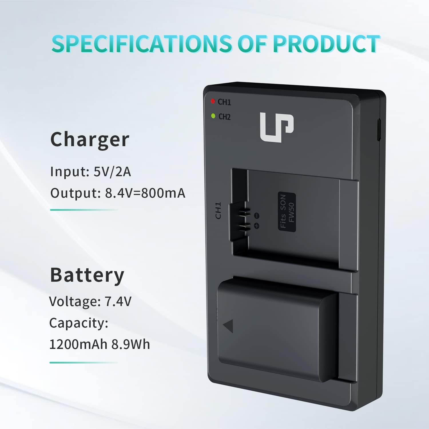 Detalle 2 de LP NP-FW50 LP Battery Charger Set (2-Pack) with Dual Charger for Sony Alpha Cameras
