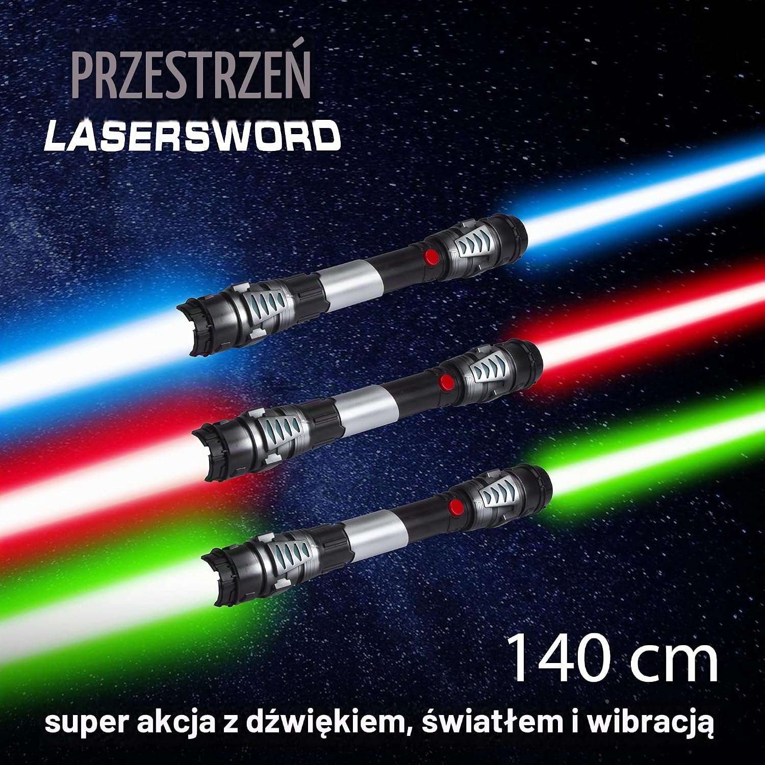 Detalle 2 de GOODS+GADGETS miecz świetlny o podwójnym ostrzu, 138 cm, światło i dźwięk