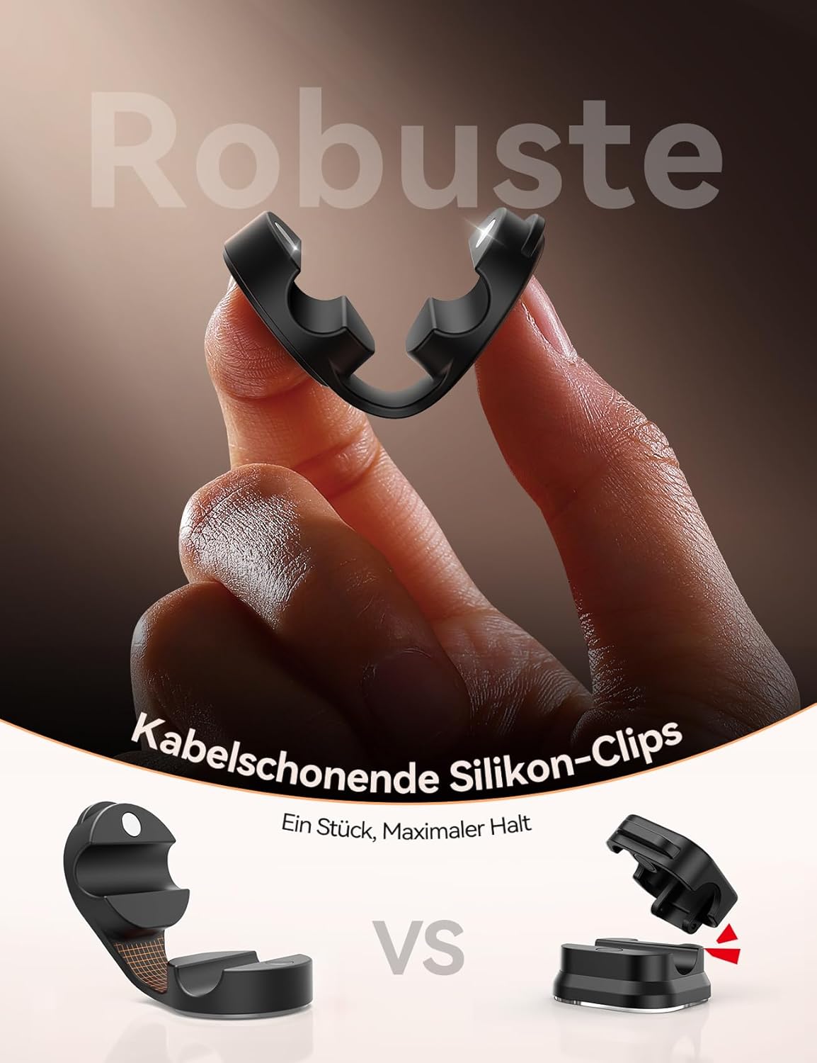 Thumbnail 1 de FLYLEAD 8 Stück magnetische Silikon-Kabelhalter mit Klebepad – schwarz