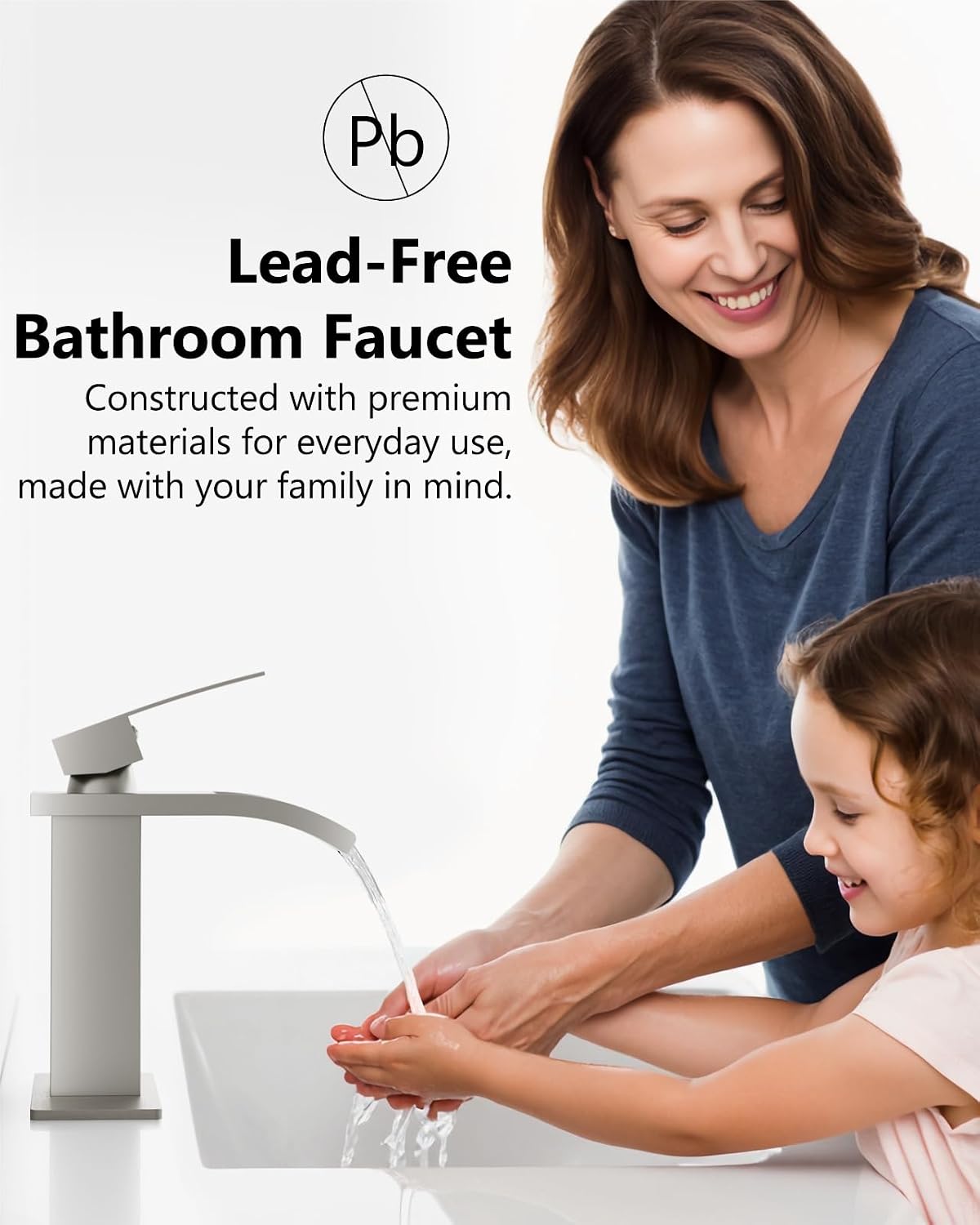 Detalle 2 de GBBNE Waterfall Bathroom Faucet, Brushed Nickel, Single Handle