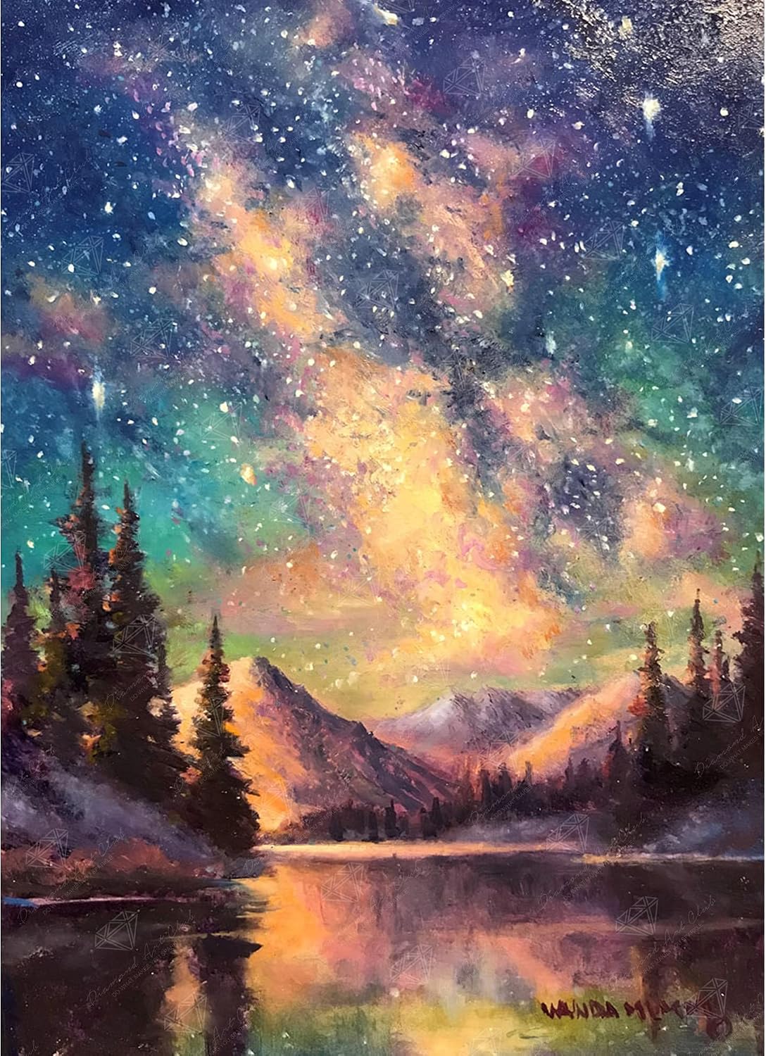 Detalle de DIAMOND ART CLUB 星月夜-ナイトミュージック ダイヤモンドペインティングキット 正方形・63色・33×46cm