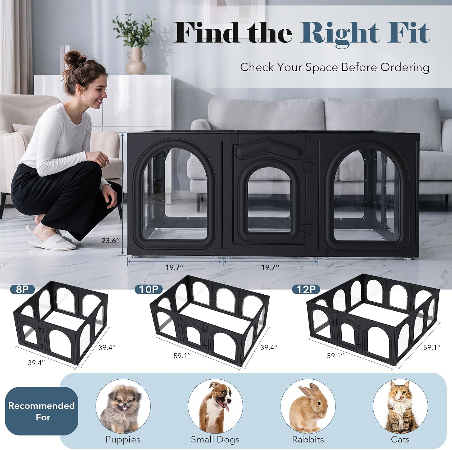 Detalle de Acrylic Dog Playpen, 8 Panels