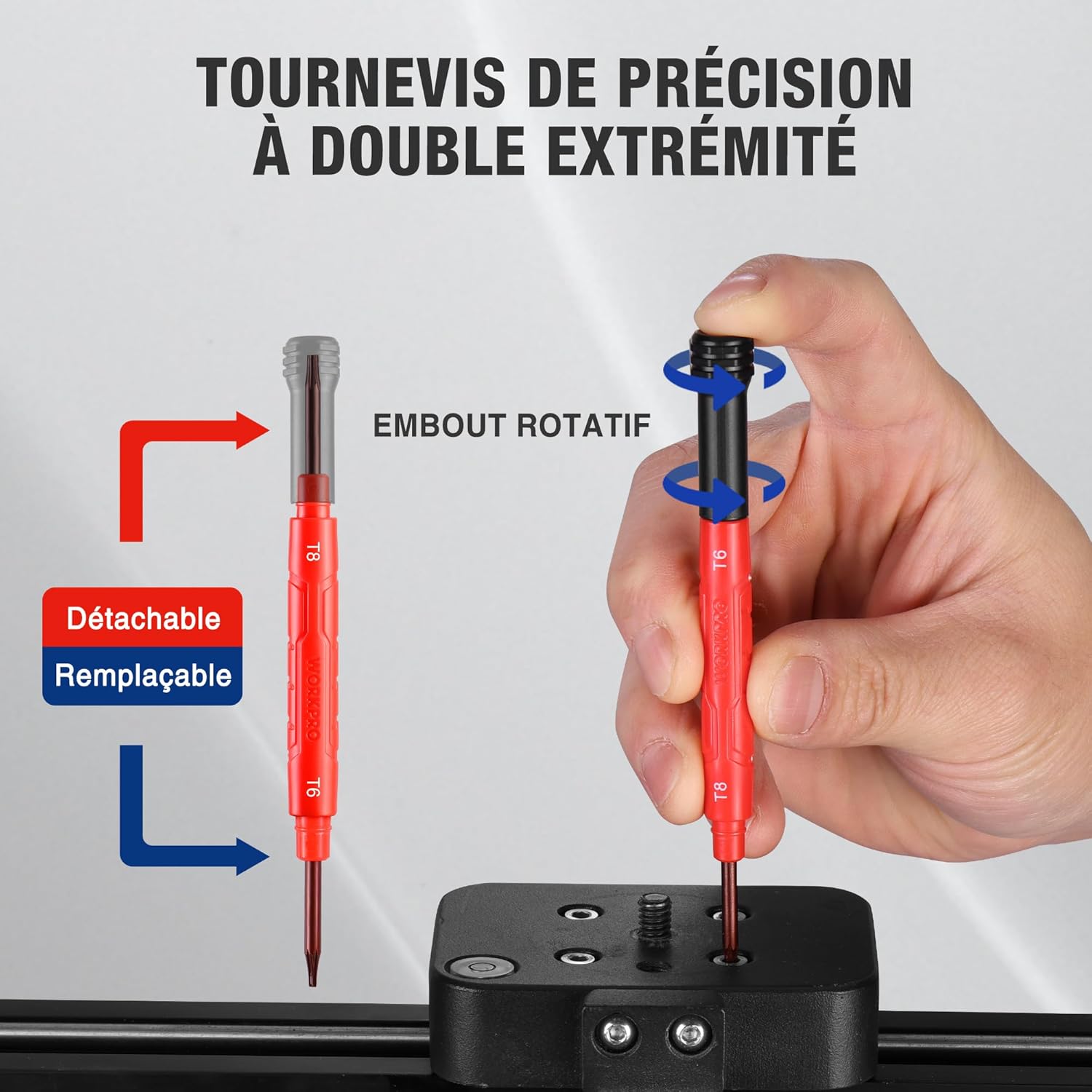 Thumbnail 5 de WORKPRO Jeu de 6 tournevis de précision avec 12 embouts double face (Phillips, plats, Torx, Pentalobe) + mini tournevis