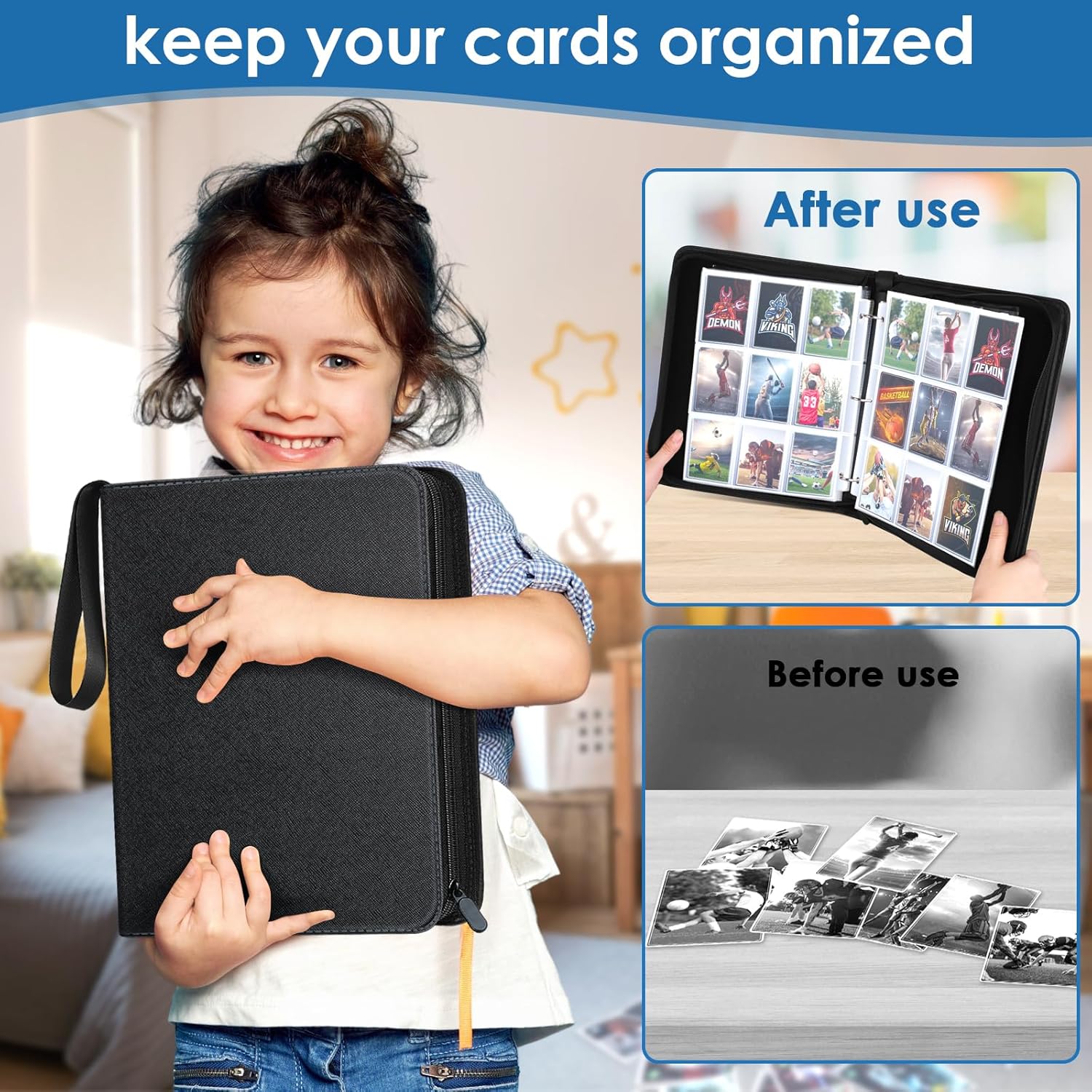 Thumbnail 5 de Homthy 900 Pockets Trading Card Binder with 9 Pocket Sleeves (3-Ring Album)