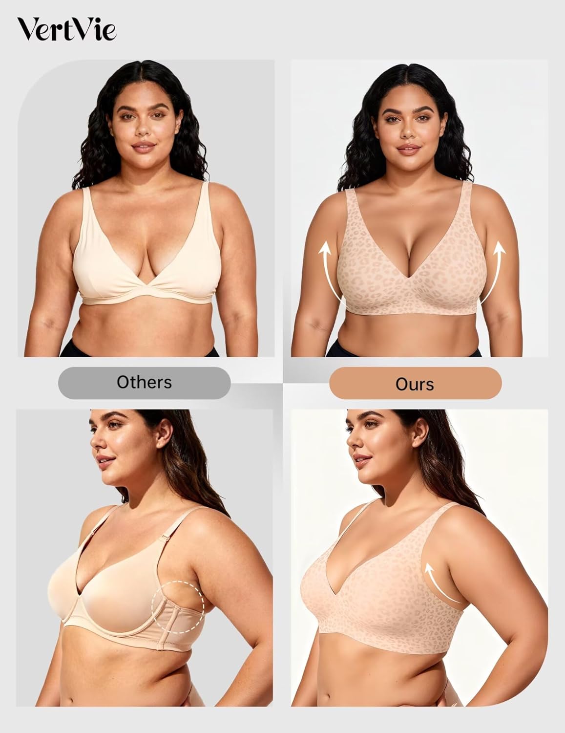 Thumbnail 4 de Vertvie Jelly Wireless Bras for Women: Push Up Plunge Seamless T-Shirt Bra with Gel-W Band
