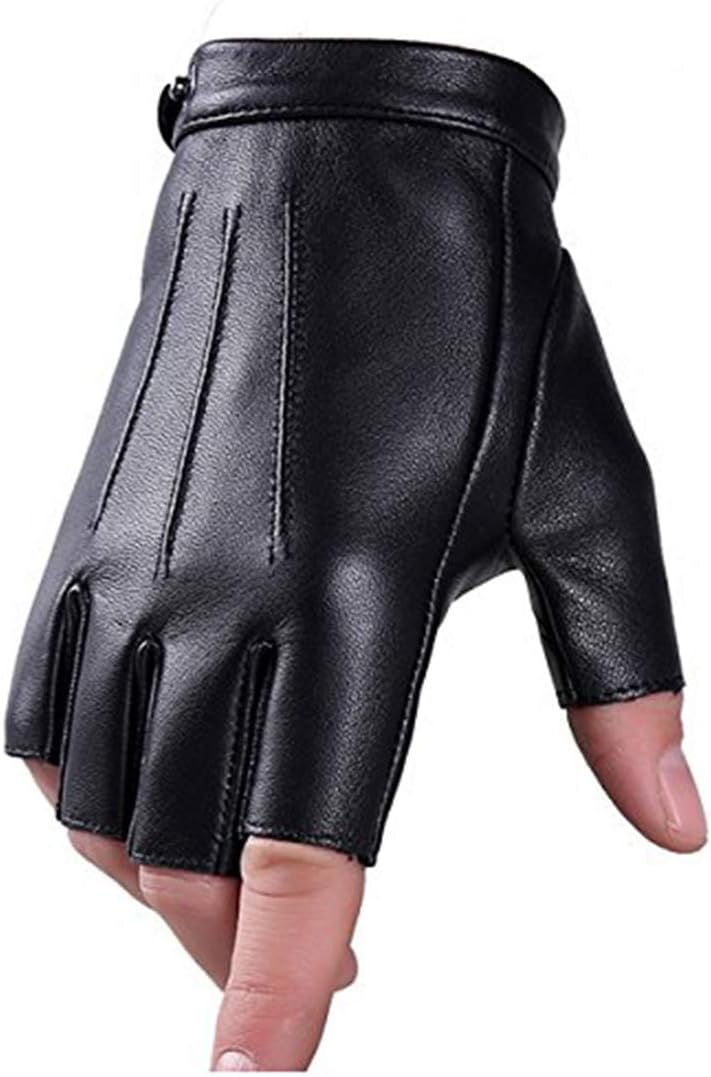 Detalle de Wepop Fingerless Driving Gloves, PU Faux Leather Half-Finger Touchscreen Gloves