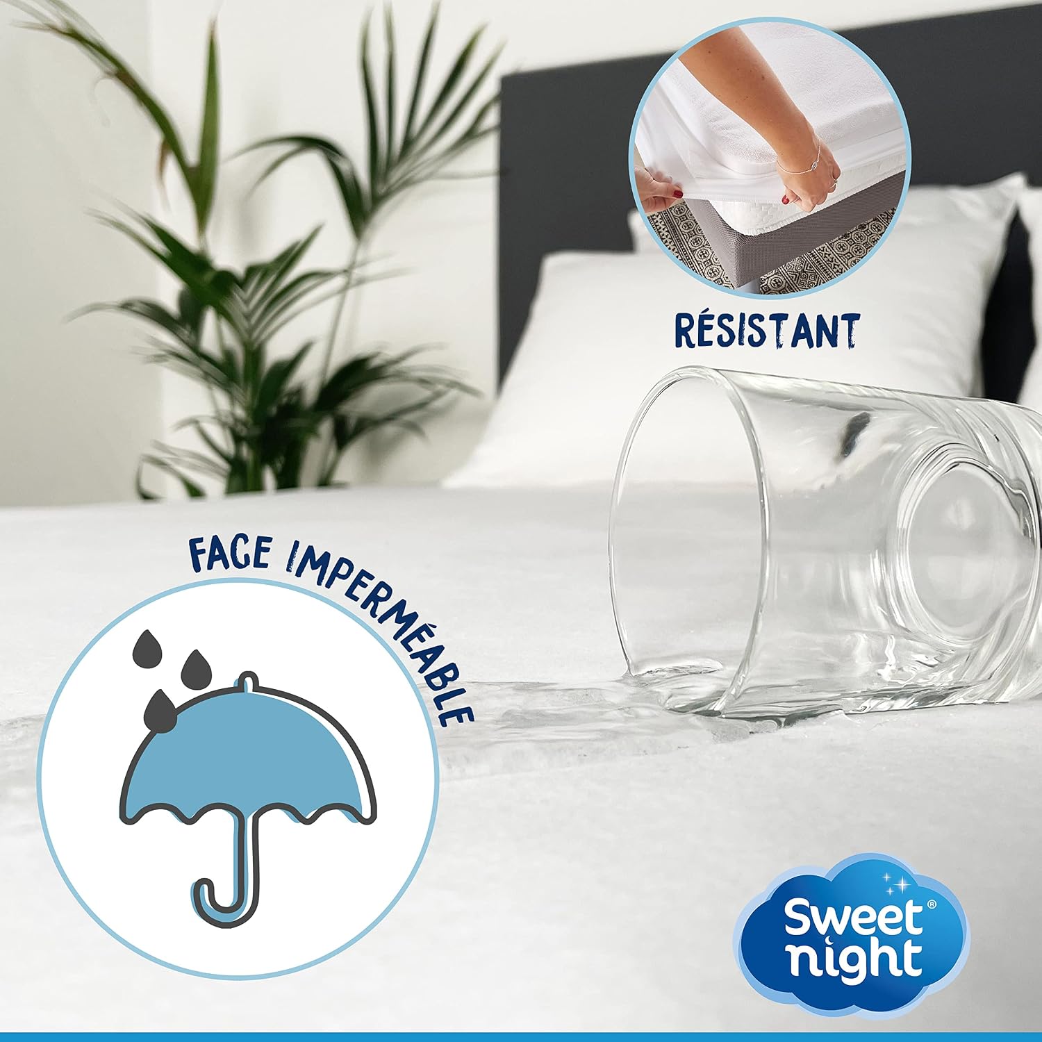 Detalle de SWEET NIGHT Protège Matelas 180x200 cm — Bouclette en Coton, Alèse Imperméable et Absorbante