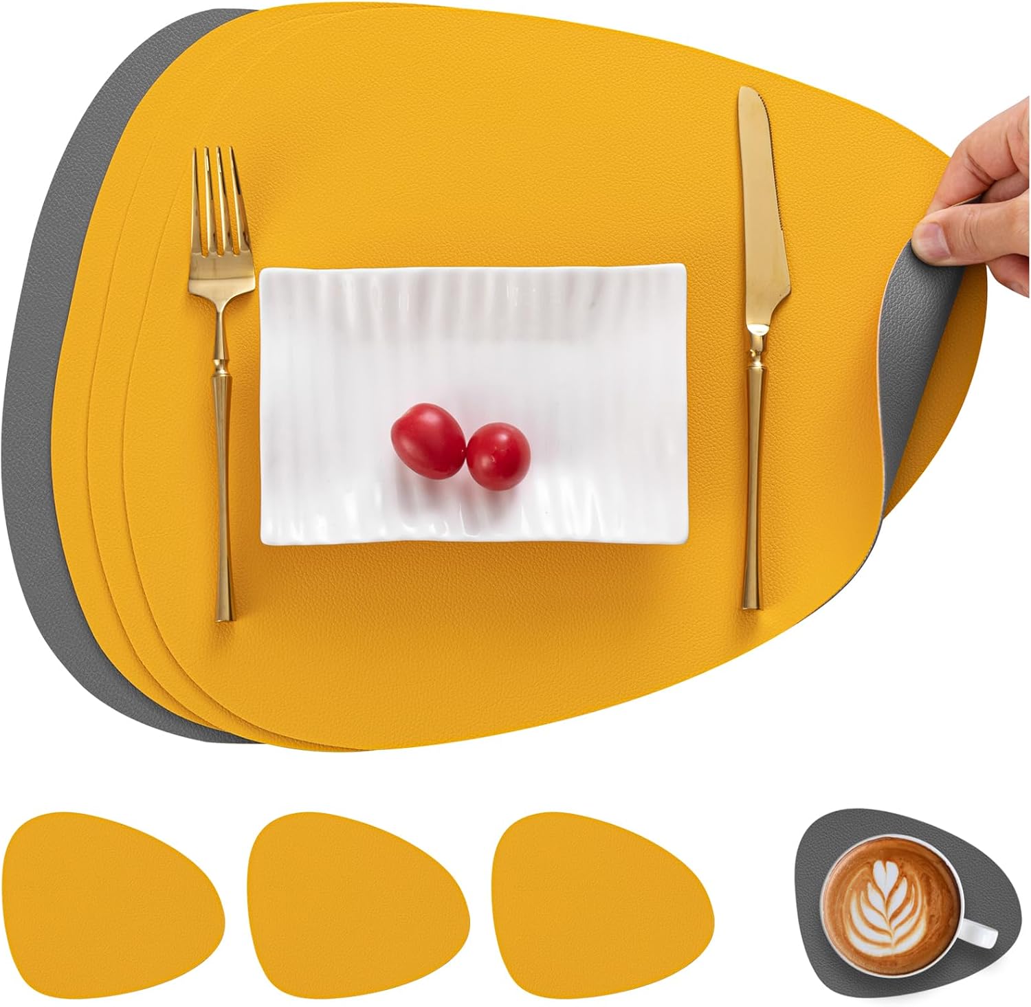 Detalle de Myir JUN Tischsets mit Untersetzern Set aus Leder 4-teilig