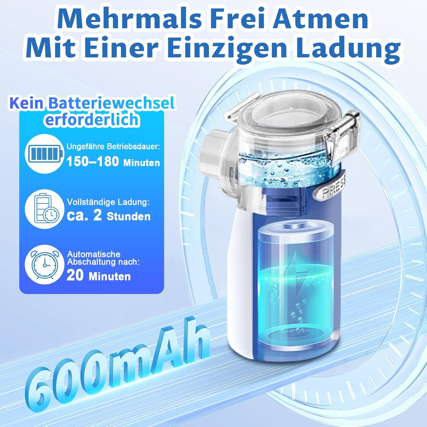 Detalle de Inhalationsgerät 600mAh tragbar für Kinder und Erwachsene