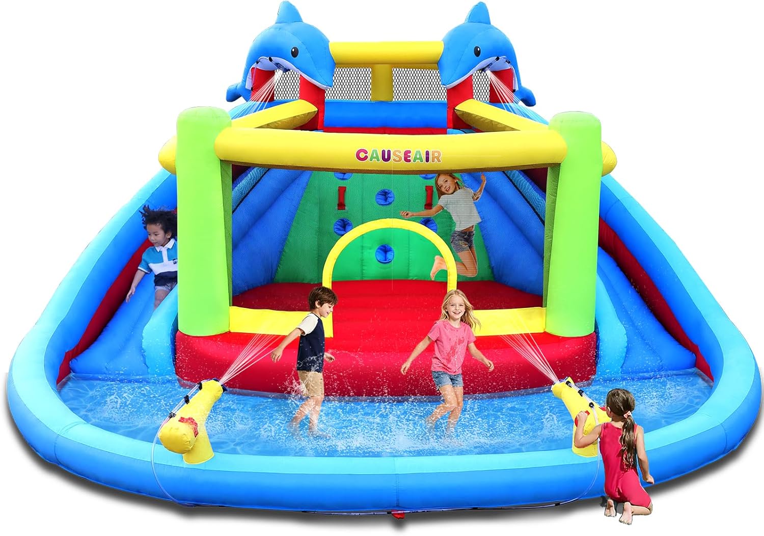 Detalle de Causeair Inflatable Bounce House with Slide (Dolphin Style) – Water Fun for Kids