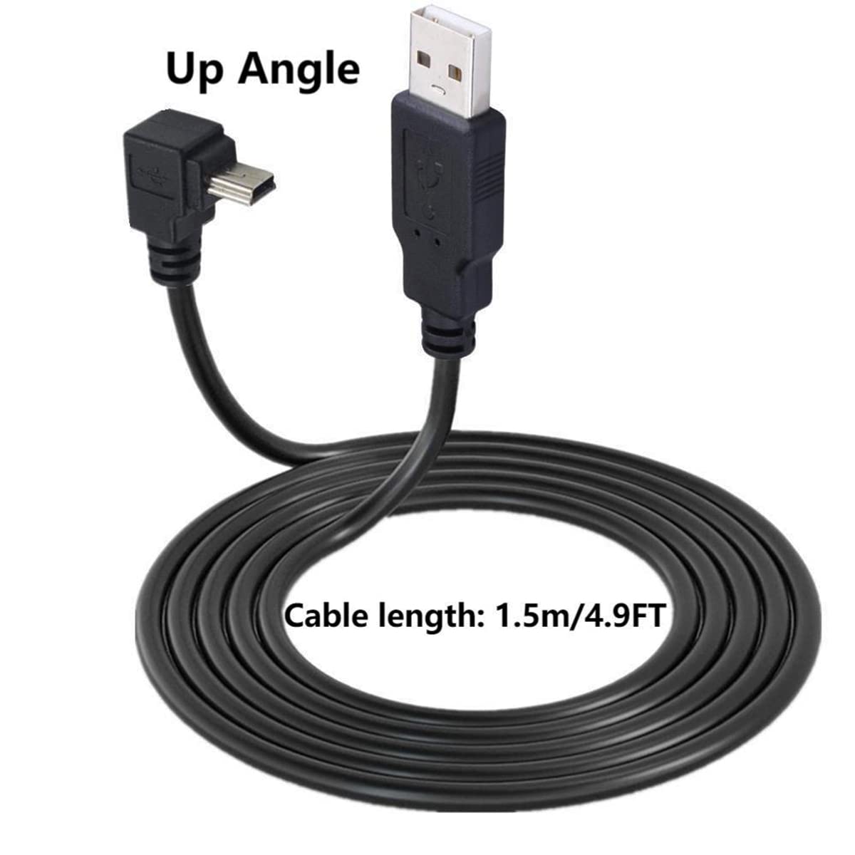 Thumbnail 4 de SHANFEILU 90 Degree Mini USB (Mini 5-pin) to USB 2.0 A Male Data Sync Extension Cable, 4.9ft, Black