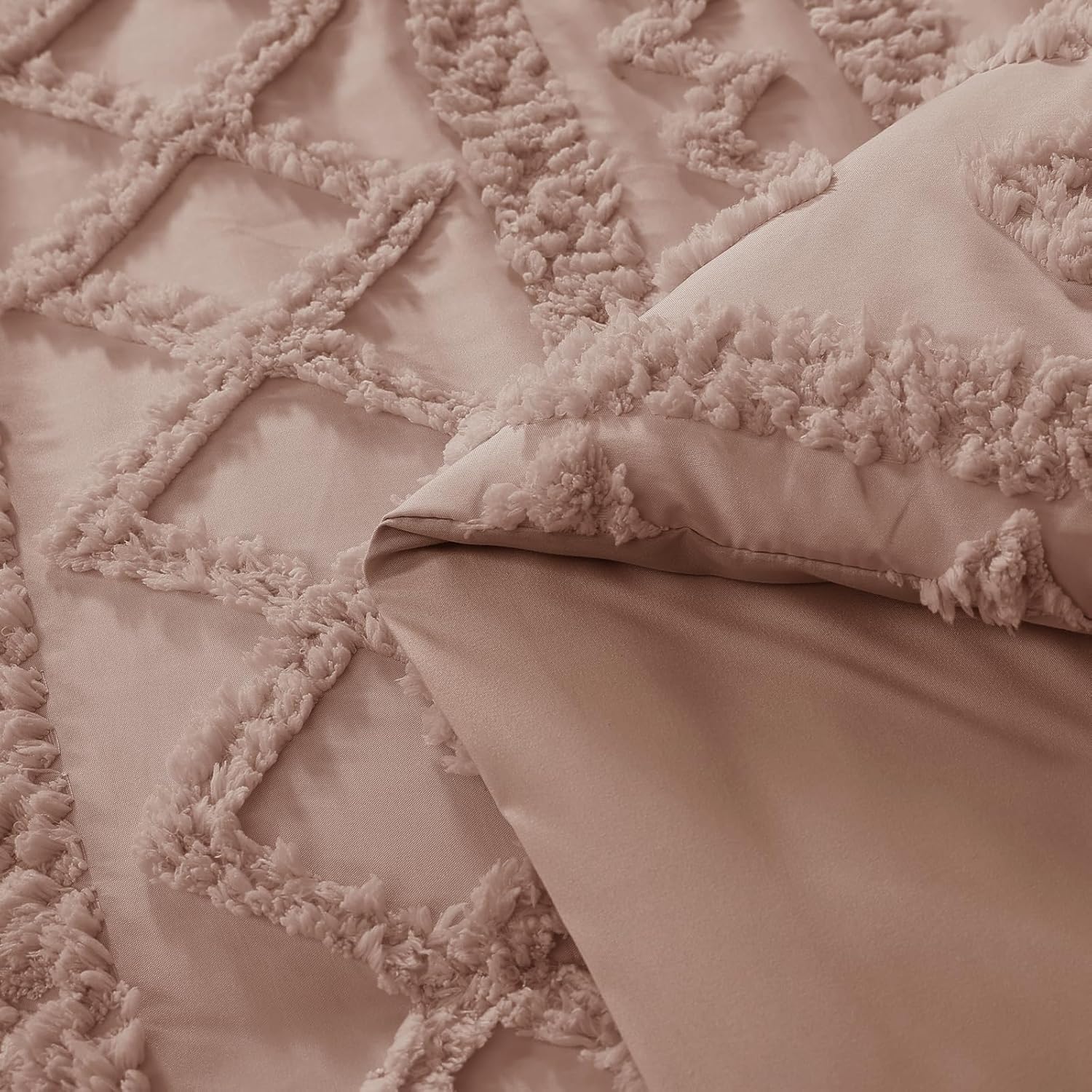 Thumbnail 6 de WRENSONGE Tuft Queen Comforter Set, 7-Piece Rusty Pink Tufted Bedding