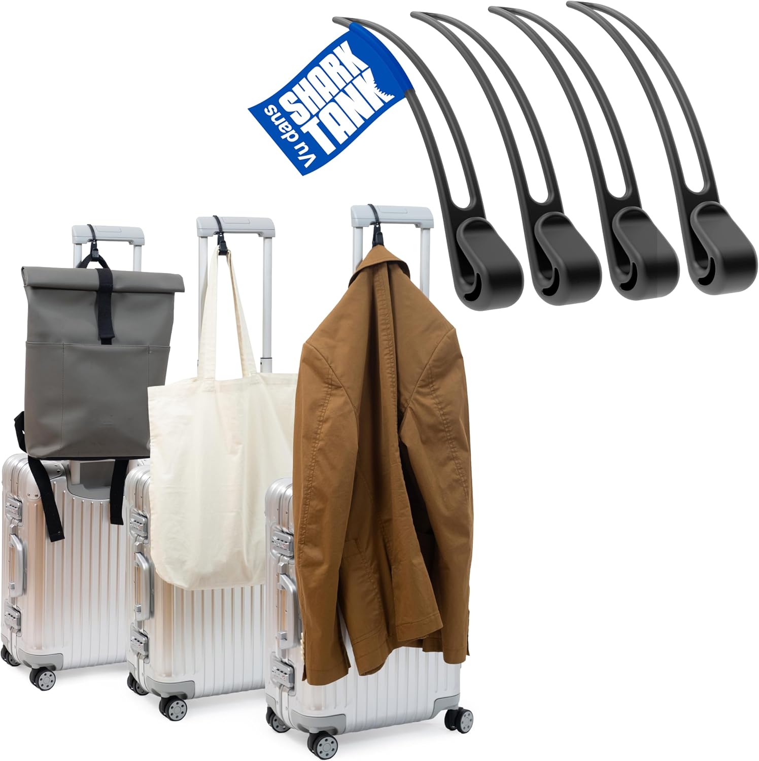 Lot de 4 crochets d’accroche valise Travel Essentials (jusqu’à 10 kg) pour veste & sacs