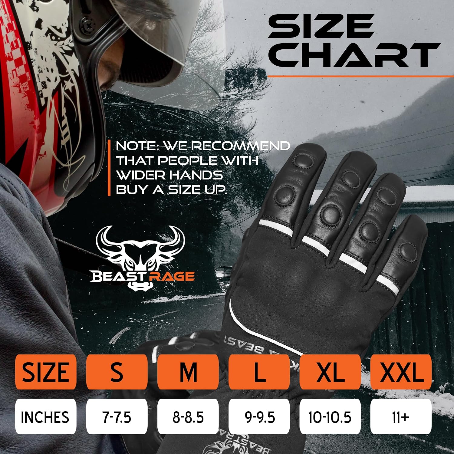 Thumbnail 4 de BEAST RAGE Gants moto chaleur impermeables