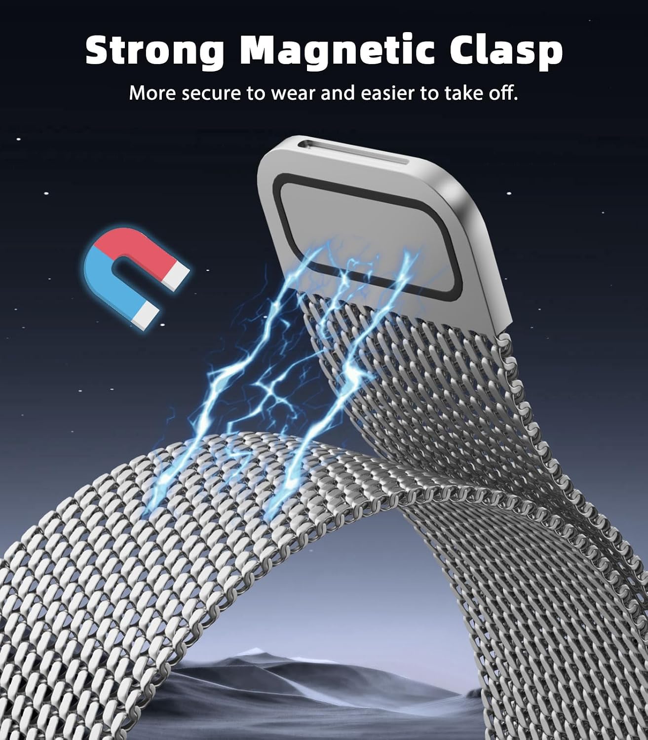 Thumbnail 3 de Astorgos Milanese Loop magnetic metal strap for Samsung Galaxy Watch 7/6/5/4 (20mm) – Milanese mesh band
