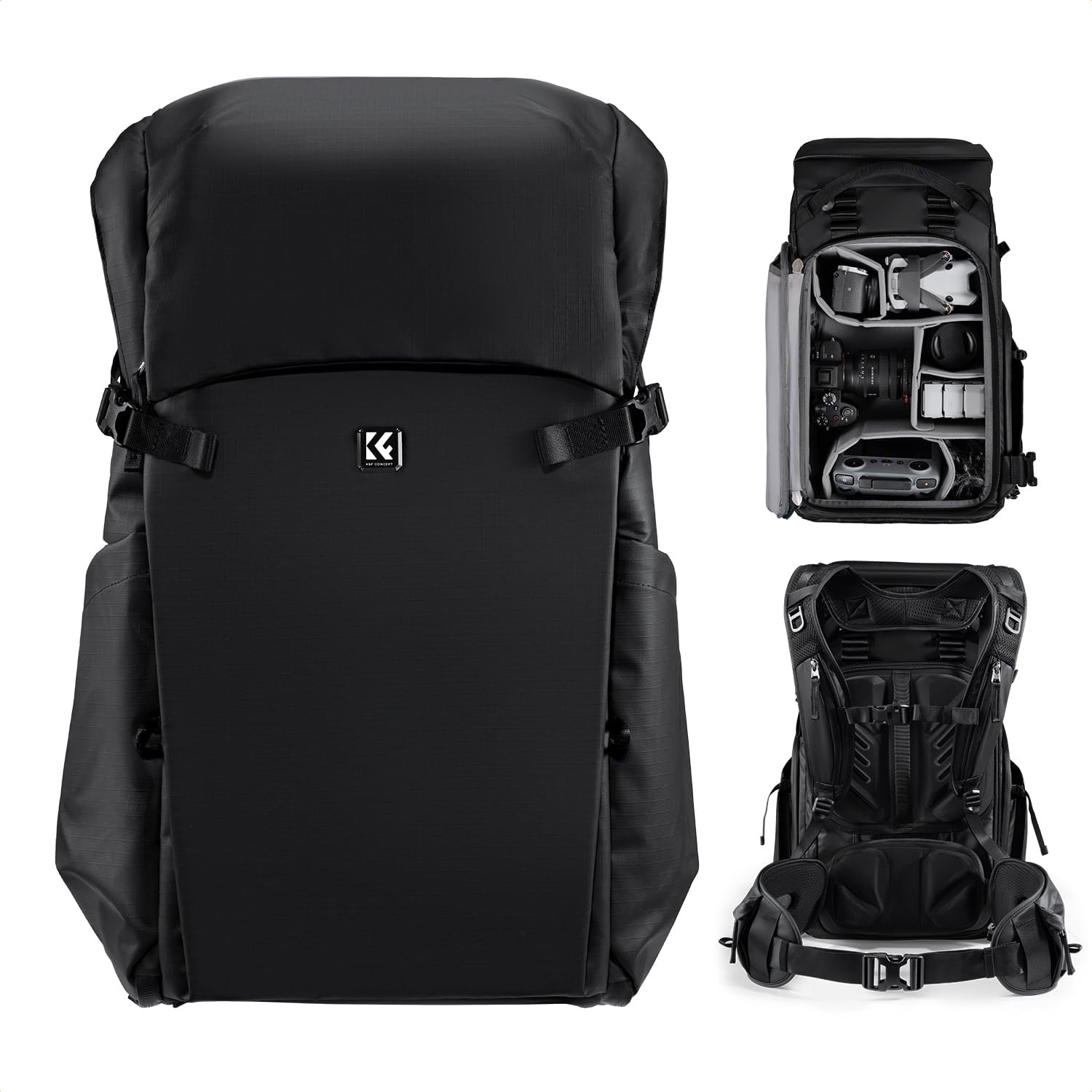 Thumbnail 1 de K&F Concept Camera Backpack XL-Khaki (Large Capacity 30L) – waterproof DSLR camera bag with custom dividers