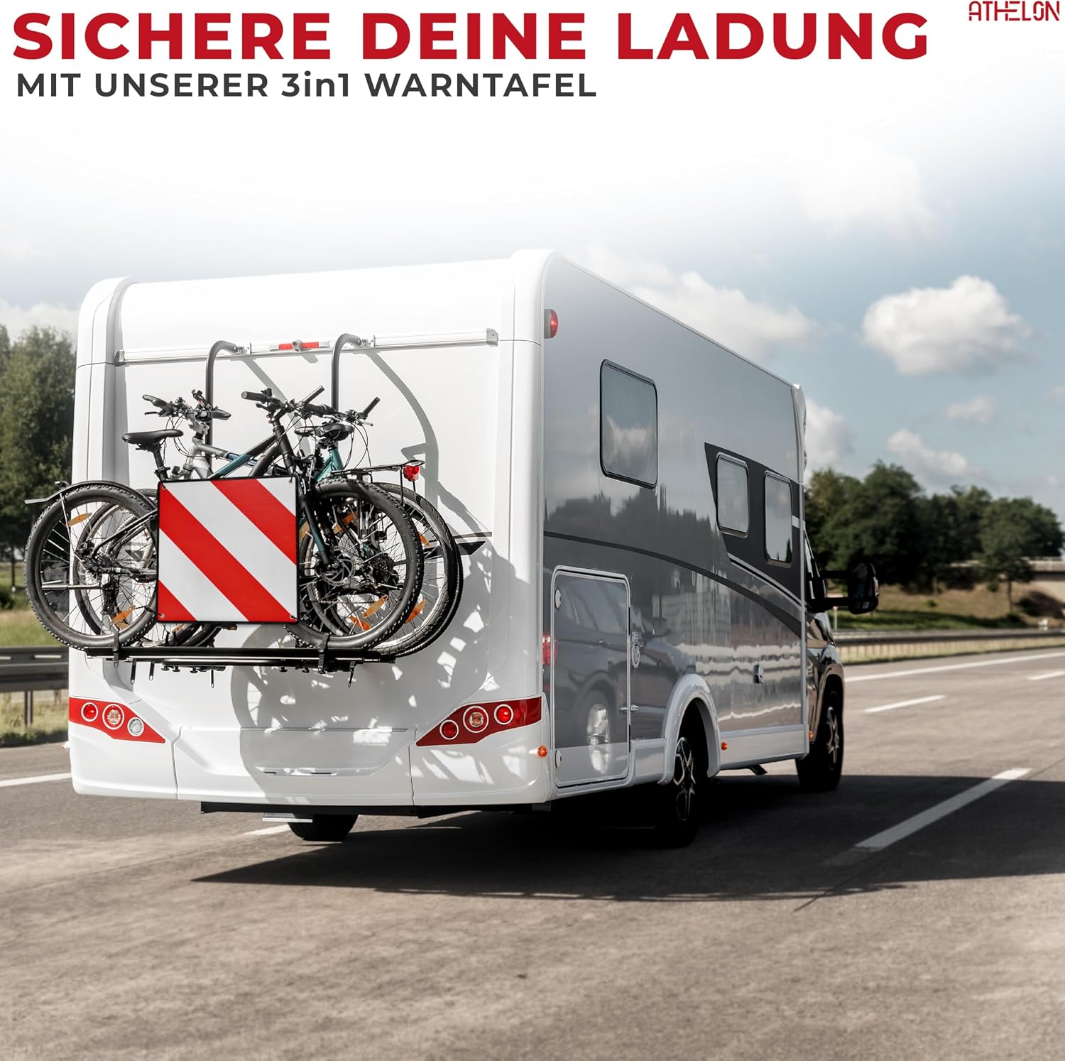 Thumbnail 5 de ATHELON 3in1 Warntafel Italien, Spanien & Portugal – wetterfestes Aluminium-Warnschild für Radträger und Wohnmobil
