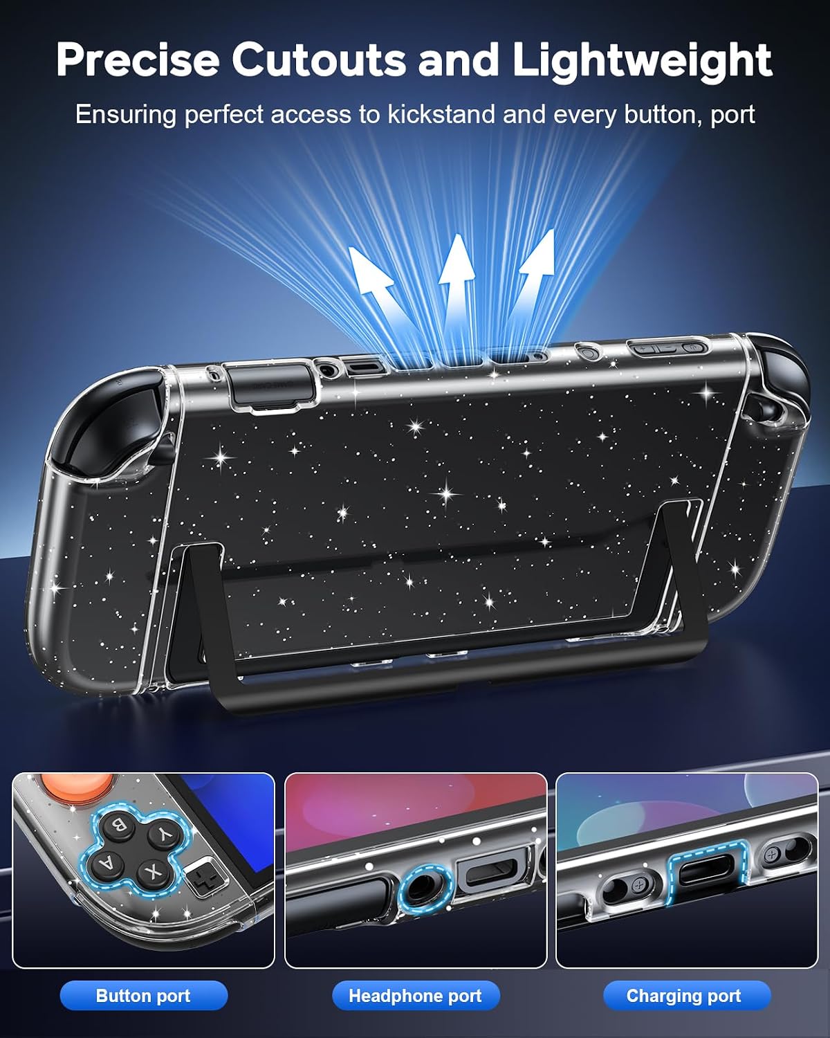 Detalle de FYOUNG Switch 2 Cover Case: Crystal Hard Protective Shell with Glass Screen Protector