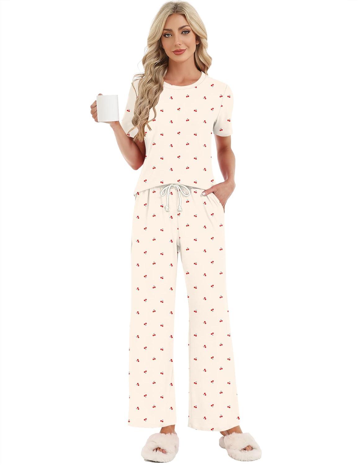 Thumbnail 5 de Rapbin Damen Schlafanzug Lang – zweiteiliges Pyjama-Set mit Taschen und Kordelzug