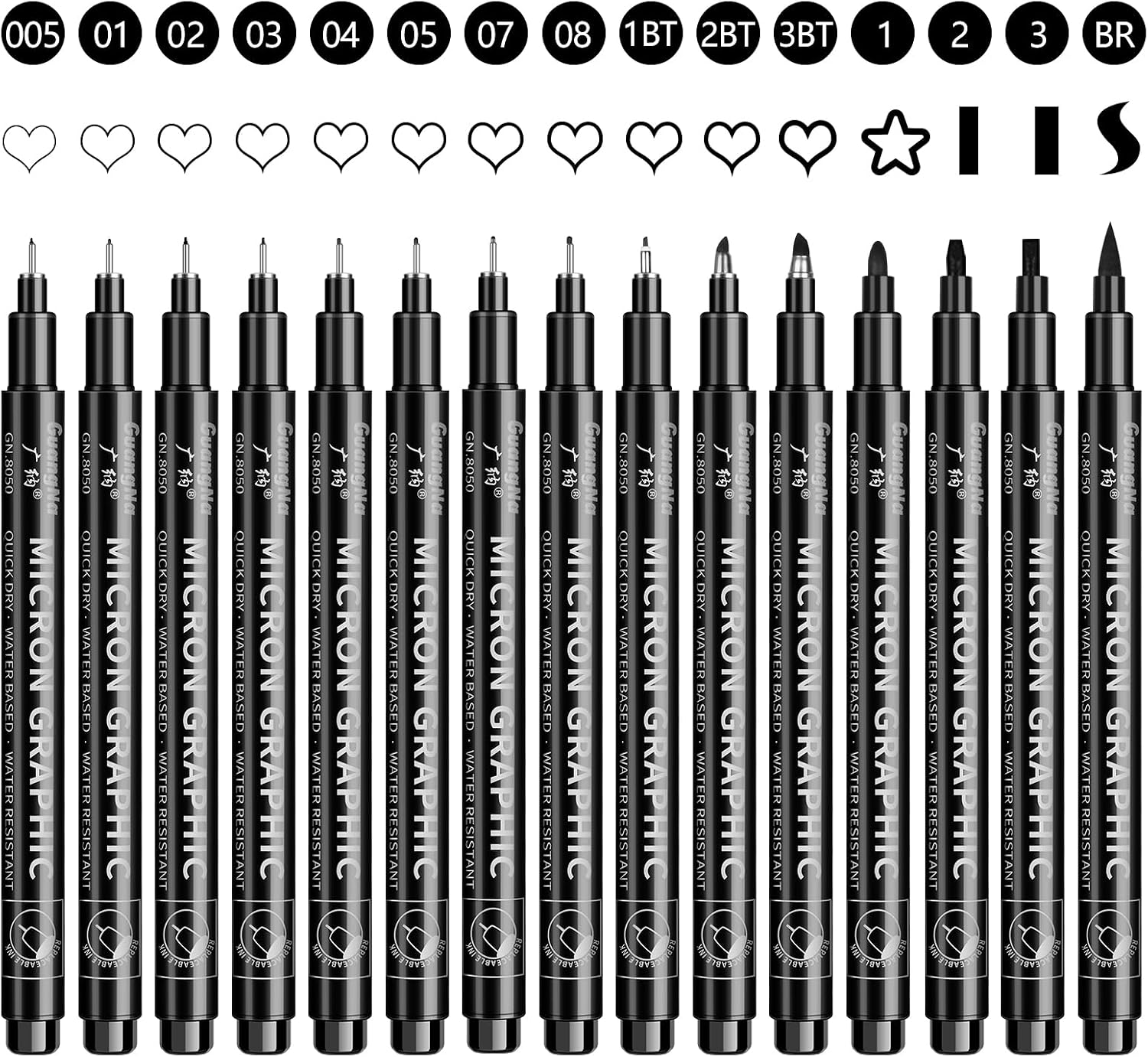 Detalle de OFFCUP Black Fineliner Pens 15pcs for Drawing 🎨
