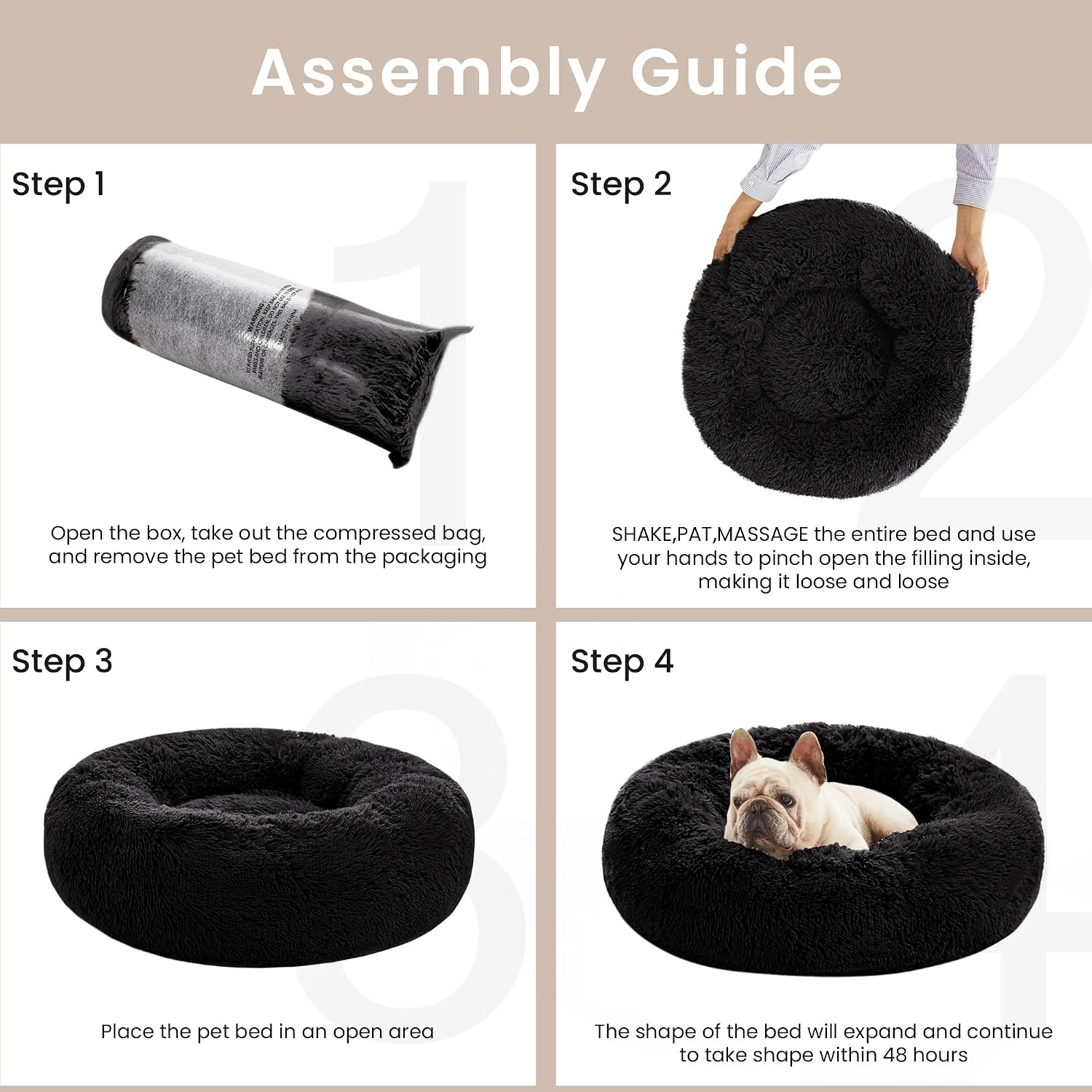 Detalle 1 de Love's cabin NARF5_06354 20-Inch Faux Fur Donut Cat and Dog Bed