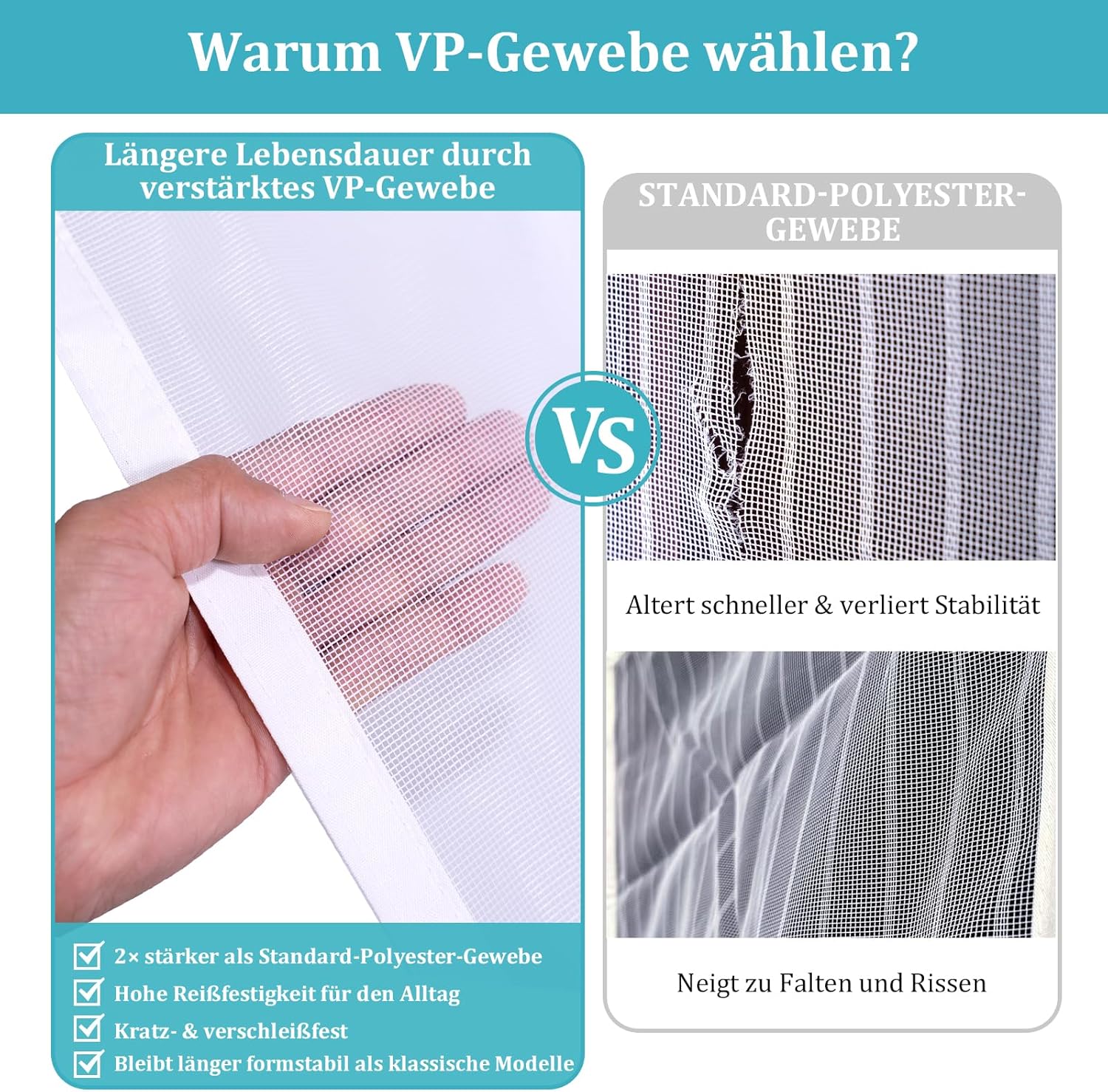 Thumbnail 5 de Apalus VP Fliegengitter Tür mit Magnetverschluss, 140x240 cm – für Balkontür & Mietwohnung