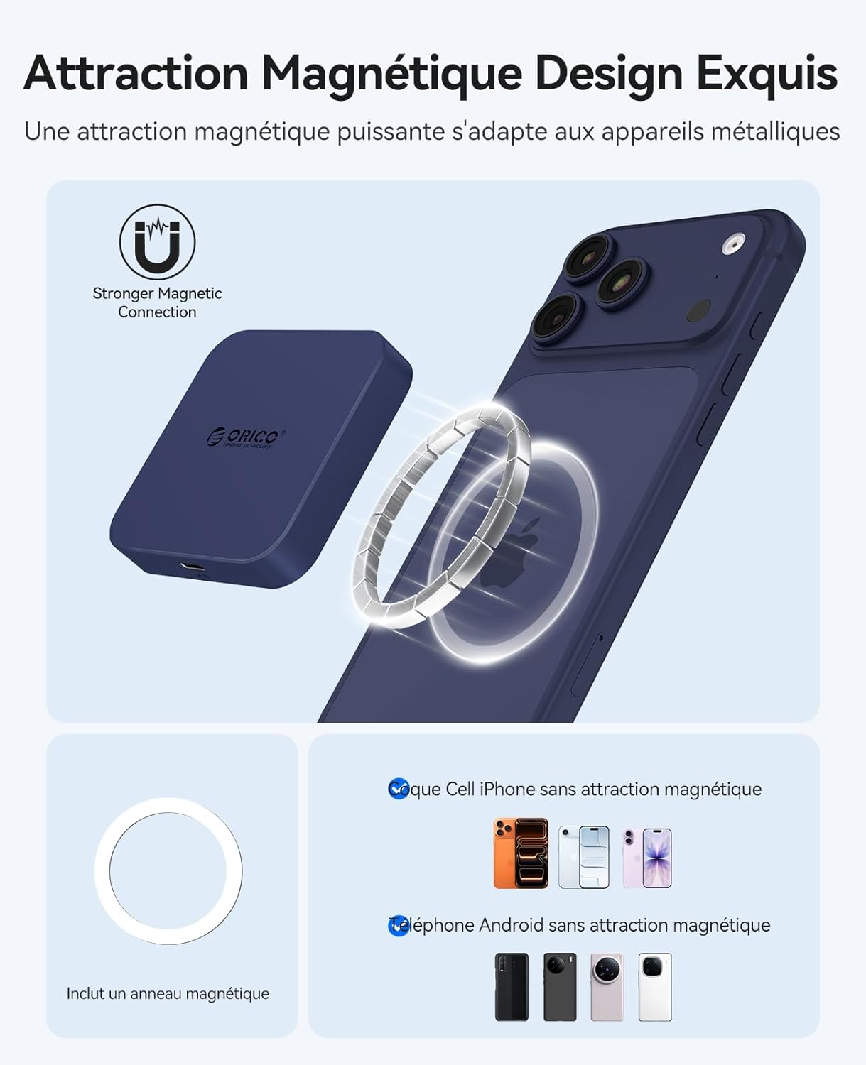 Thumbnail 2 de ORICO Magnétique lecteur carte SD USB-C 4-en-1 avec charge PD 100 W (bleu) – transfert jusqu’à 104 Mo/s