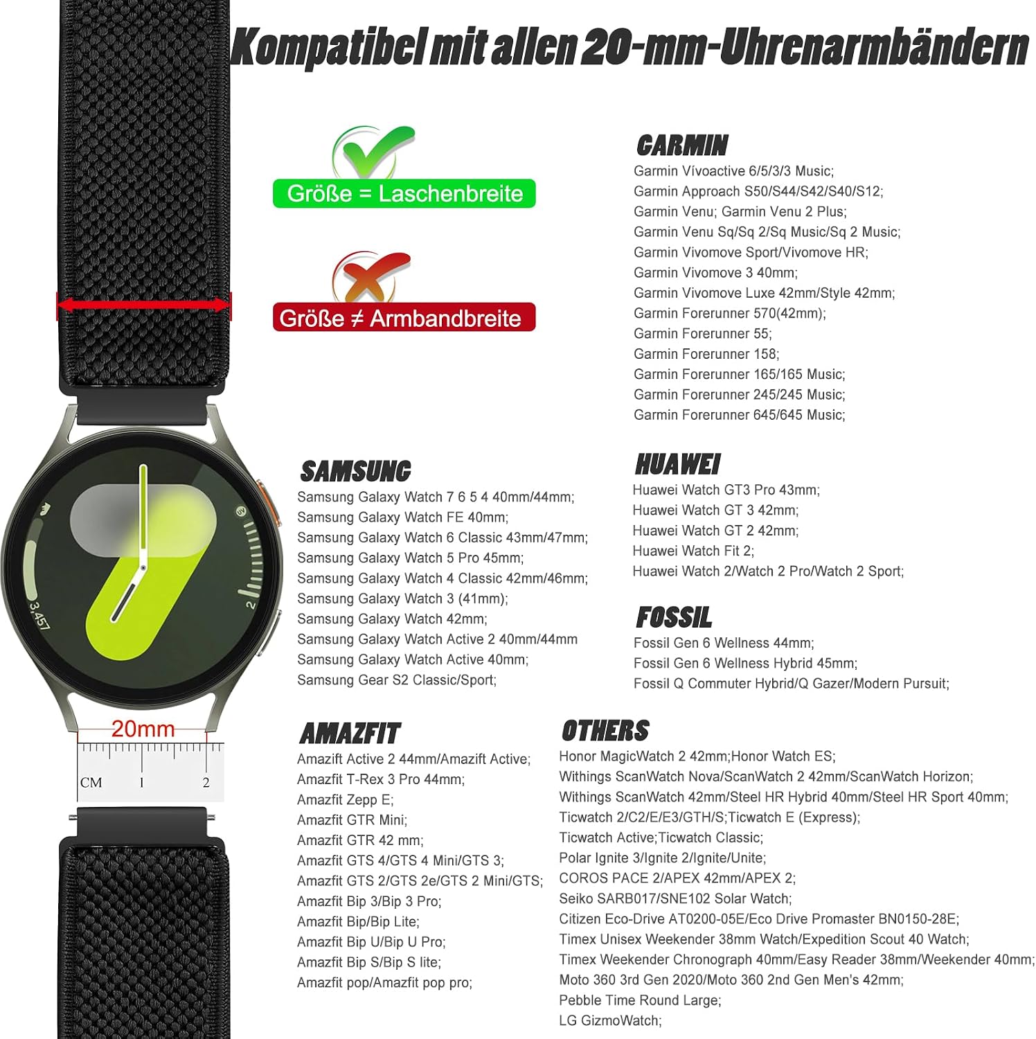 Detalle 2 de Yunshare 20mm Armband Garmin & Co