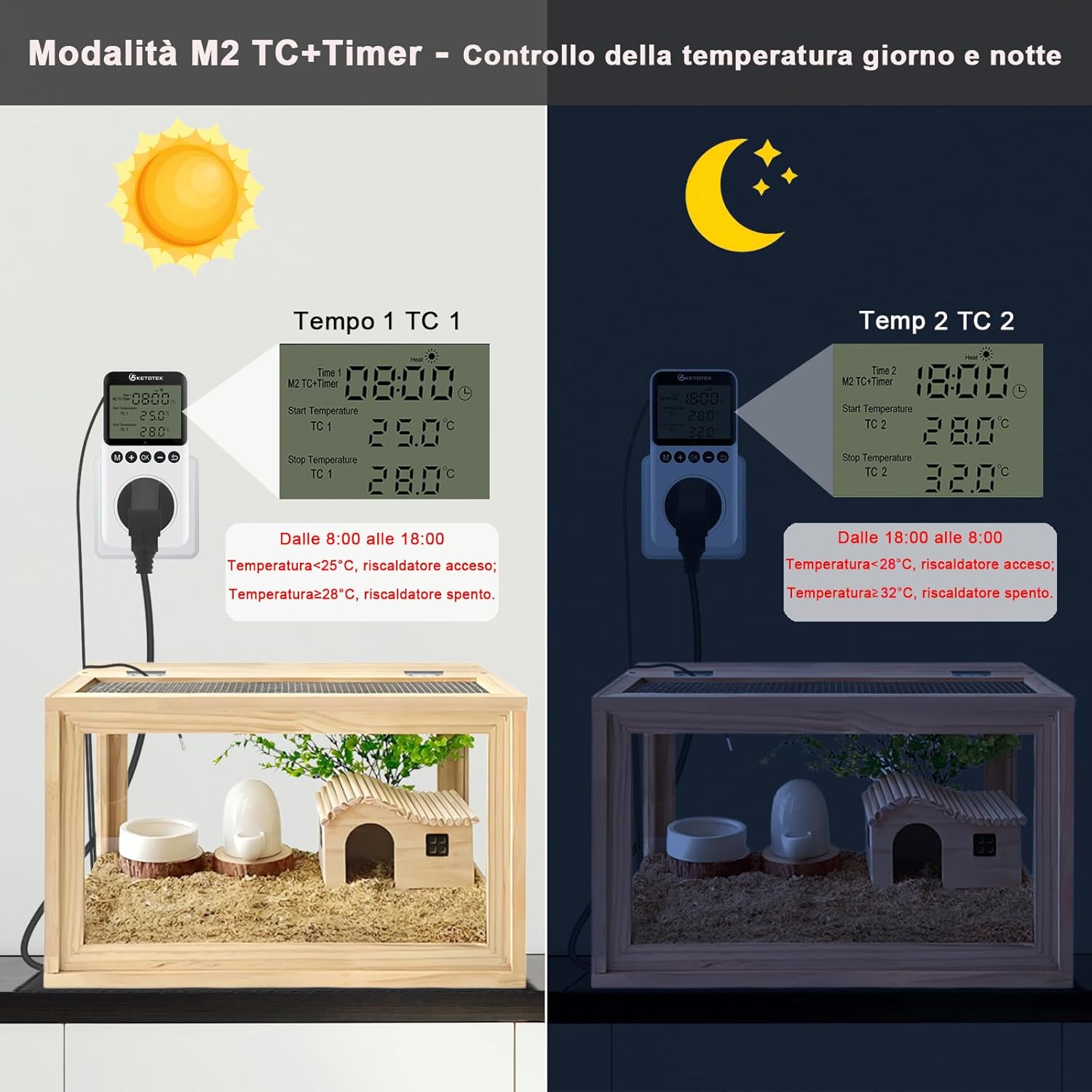 Thumbnail 3 de KETOTEK KT3200PRO presa termostato digitale con timer giorno/notte e sonda NTC 220V