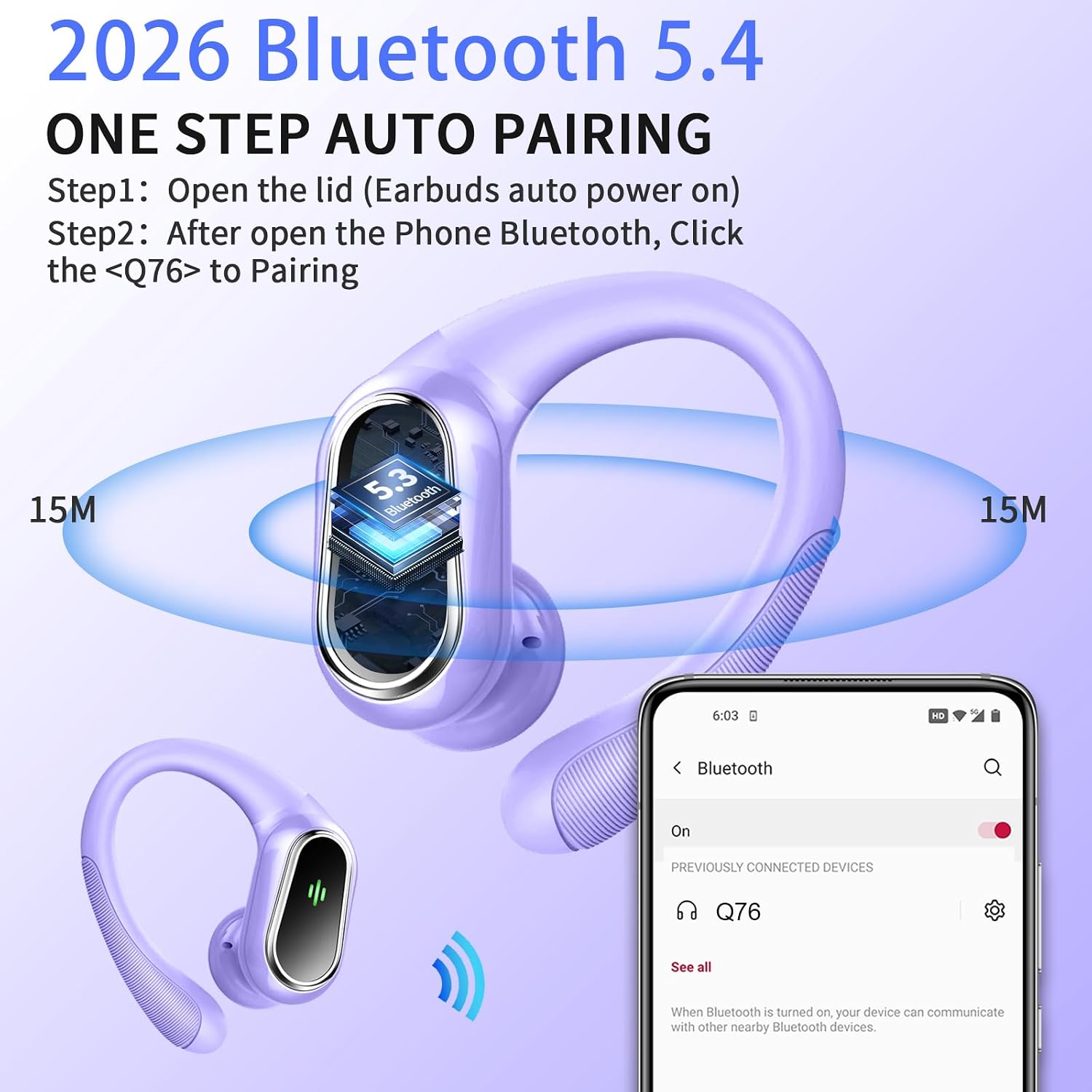 Thumbnail 1 de Rolosar Bluetooth Sport-Kopfhörer mit Noise Cancelling (ENC), Bluetooth 5.4, IP7 und bis zu 50 Std. Spielzeit