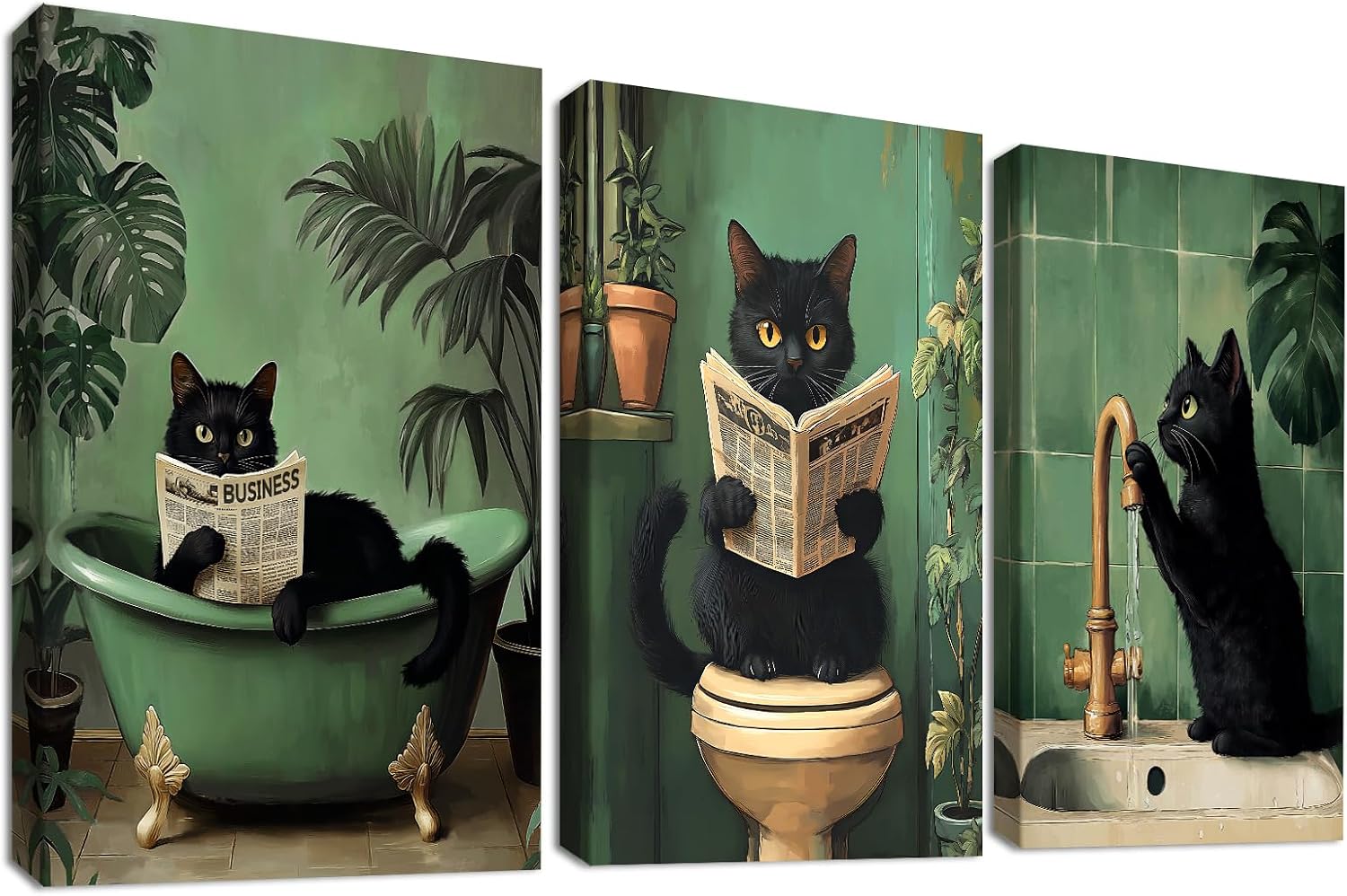 Detalle de 3Pcs Katze Leinwandbilder Set 3er