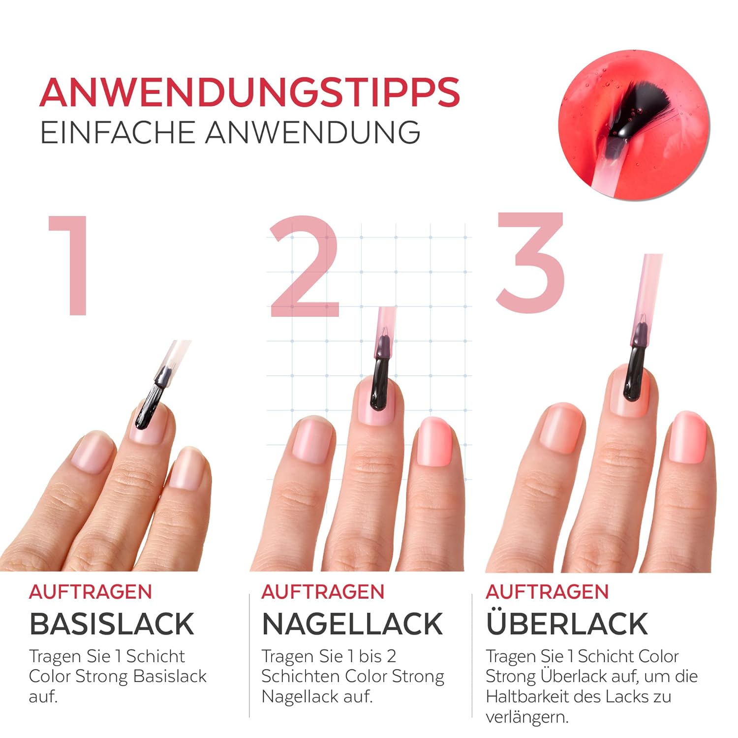 Detalle de PODERM Nagelhärter Lack - Gloss Vitality (Biotin, Keratin, Silizium) – Stärkt und regeneriert geschädigte Nägel
