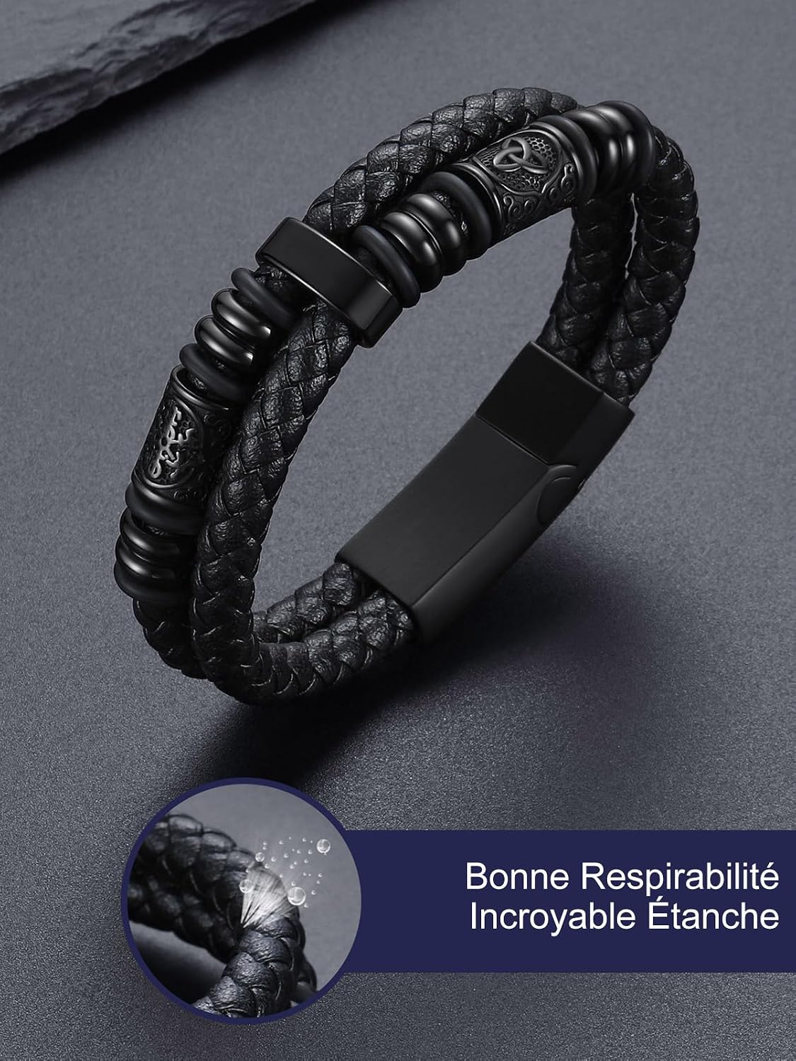 Thumbnail 4 de Bandmax Bracelet cuir tressé 25 cm
