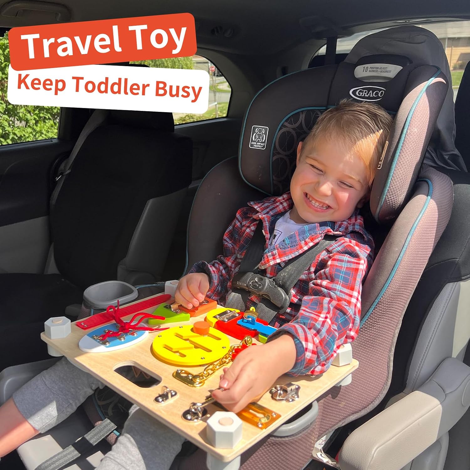 Thumbnail 5 de Toddlers Montessori Toy: Large Double-Sided Wooden Busy Board for Fine Motor Skills