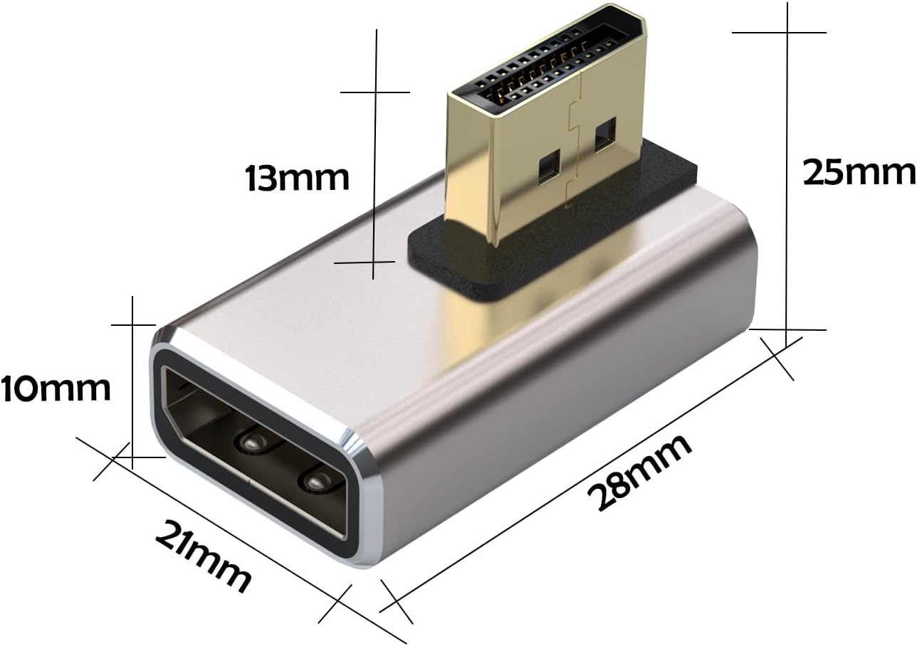 Thumbnail 3 de VMOJO DisplayPort-Koppler-Adapter (90°), DP 1.4 Stecker-auf-Buchse, 8K@60Hz, 2er-Set