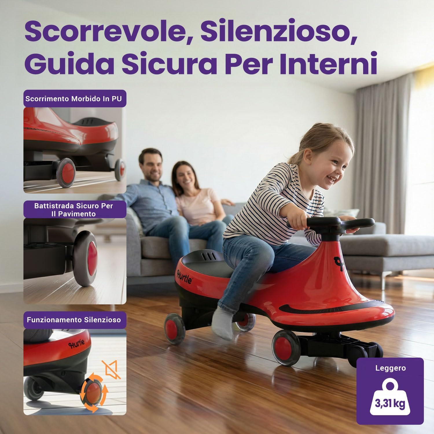 Thumbnail 3 de Hurtle macchina cavalcabile oscillante per bambini, senza pedali e senza batterie (rosso)