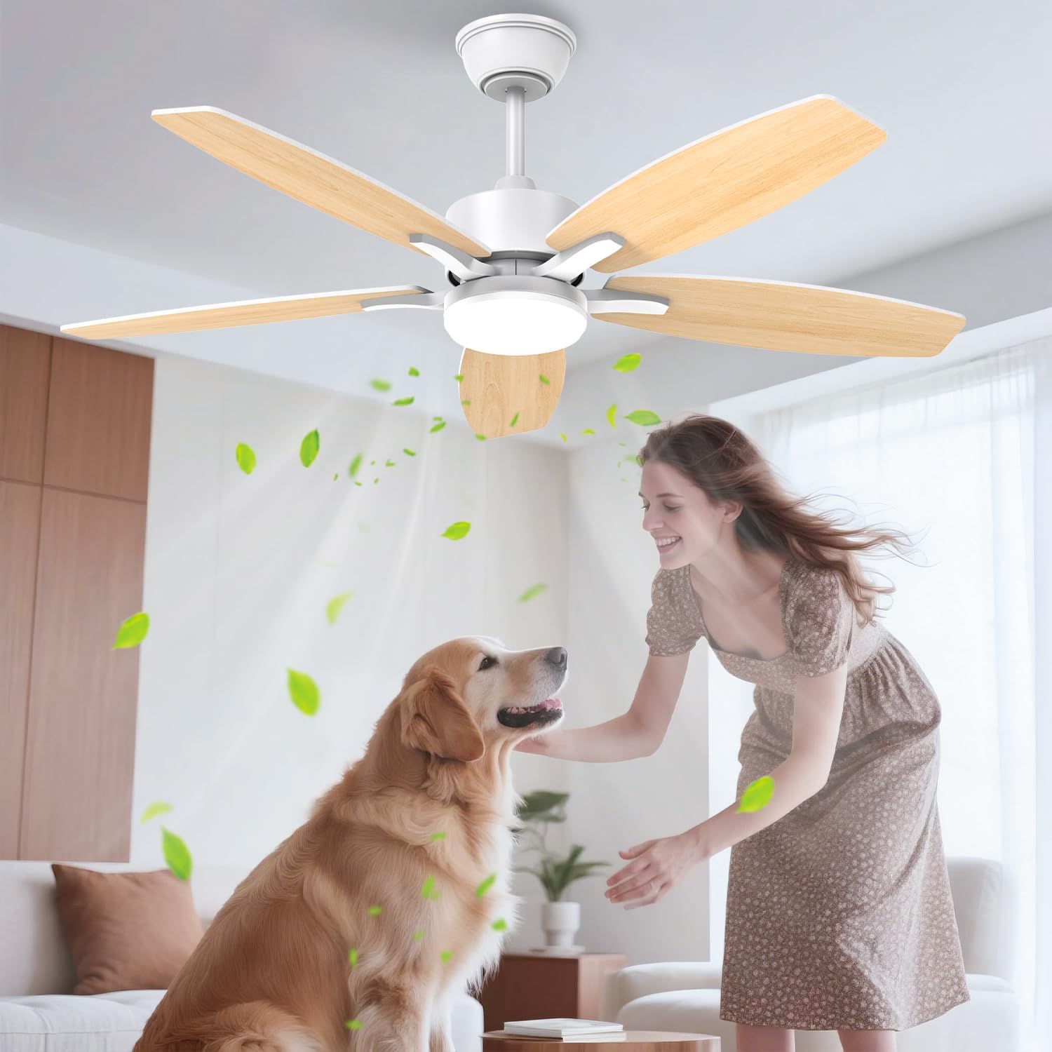 Detalle de Airwit 106 cm Deckenventilator mit Beleuchtung, LED, DC-Motor & Fernbedienung