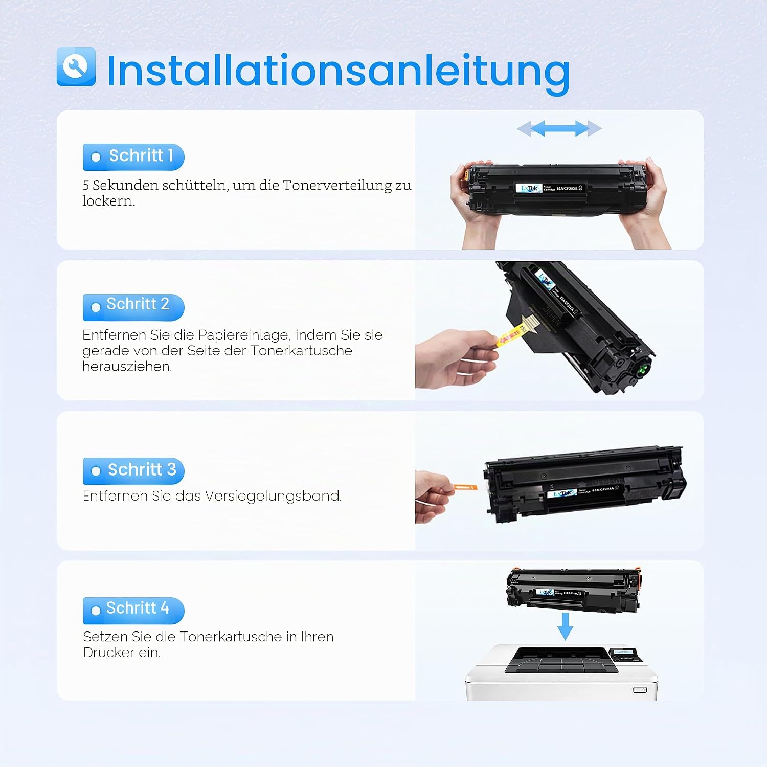 Detalle de LxTek 83A Toner kompatibel CF283A – 2er-Pack schwarz für HP LaserJet Pro M125/M127/M201/M225